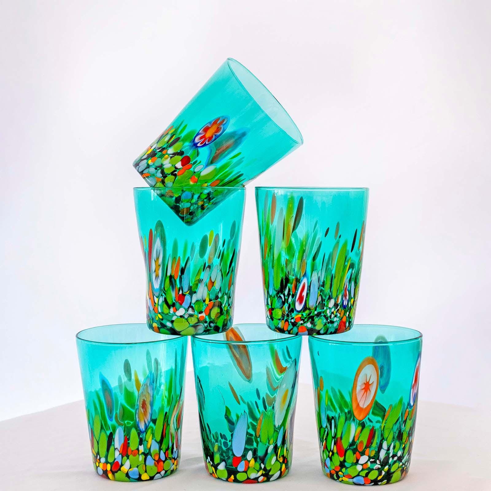 Murano Drinking Glass | Certified Murano Glass | Made in Italy | Water Glass | Collection Smeraldo B2