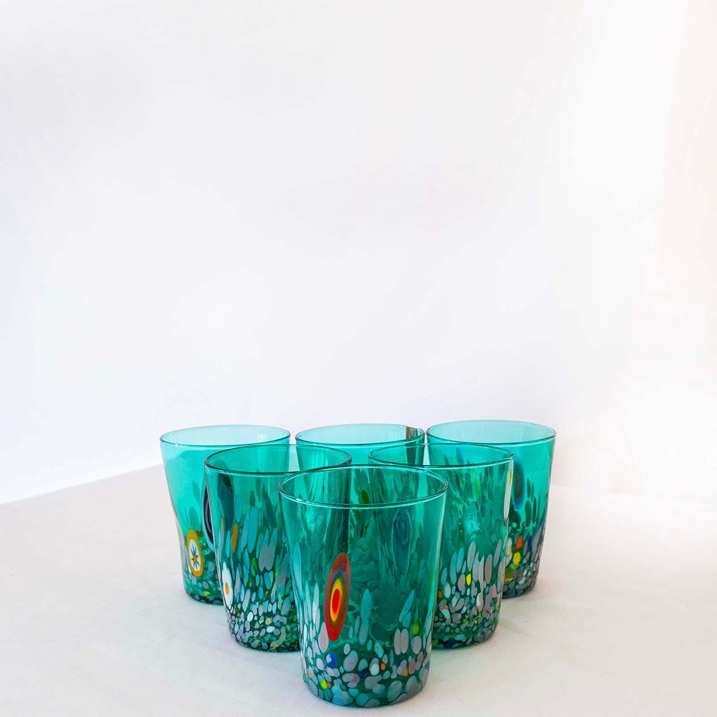 Murano Drinking Glass | Certified Murano Glass | Made in Italy | Water Glass | Collection Smeraldo B2