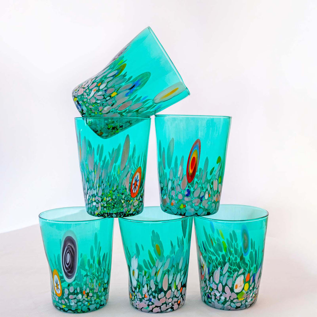 Murano Drinking Glass | Certified Murano Glass | Made in Italy | Water Glass | Collection Smeraldo B2