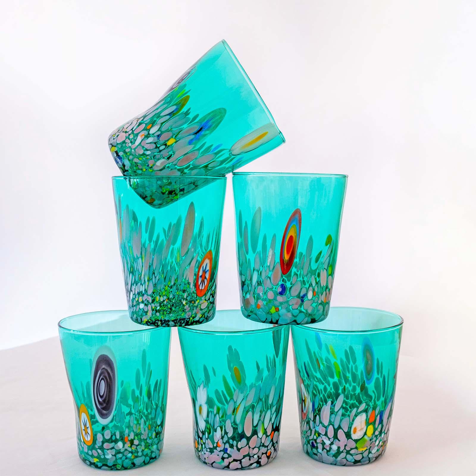 Murano Drinking Glass | Certified Murano Glass | Made in Italy | Water Glass | Collection Smeraldo B2