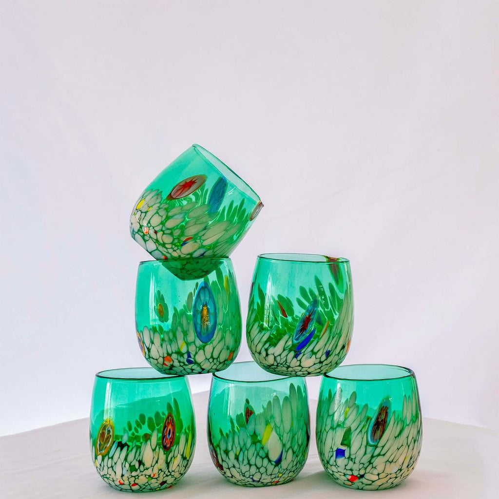 Murano Drinking Glass | Certified Murano Glass | Made in Italy | Water Glass | Collection Smeraldo B12