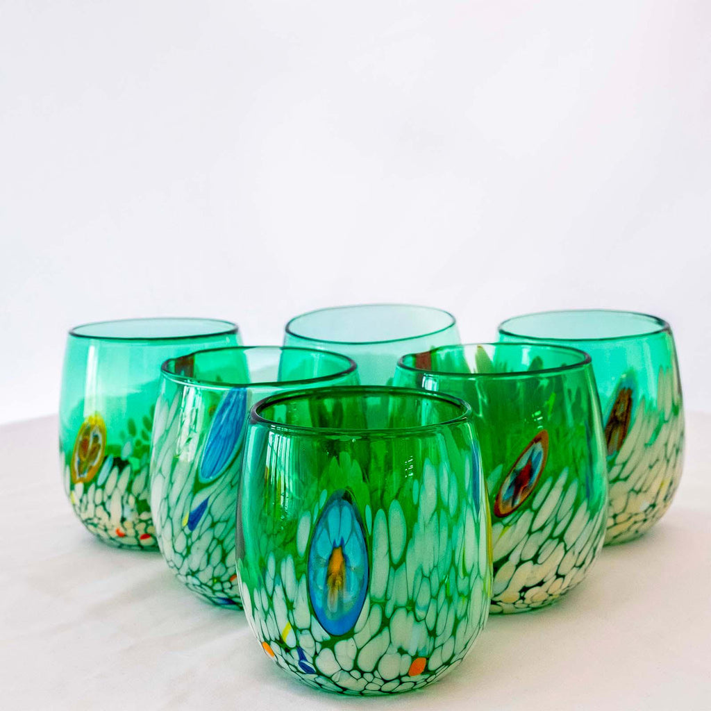 Murano Drinking Glass | Certified Murano Glass | Made in Italy | Water Glass | Collection Smeraldo B12