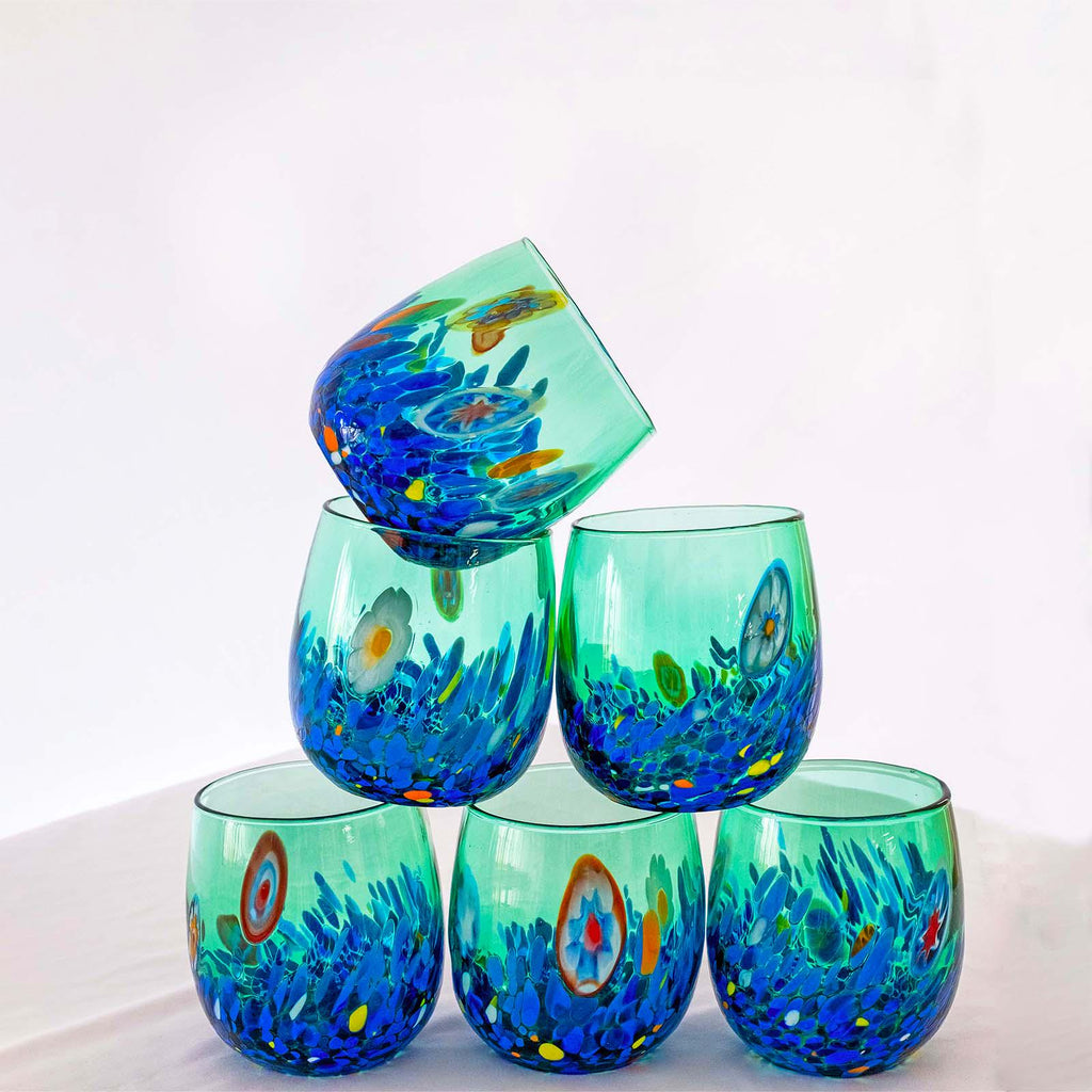 Murano Drinking Glass | Certified Murano Glass | Made in Italy | Water Glass | Collection Smeraldo B12
