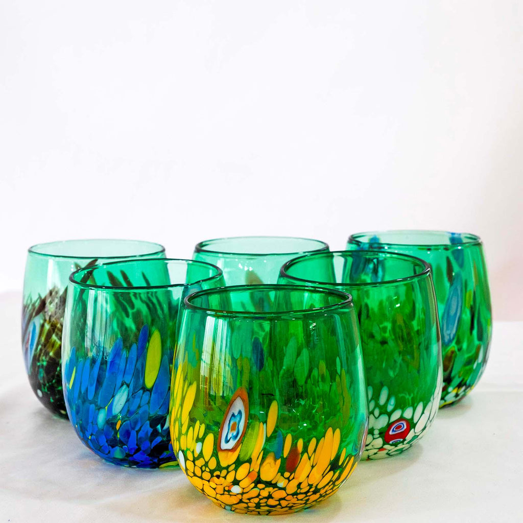Murano Drinking Glass | Certified Murano Glass | Made in Italy | Water Glass | Collection Smeraldo B12