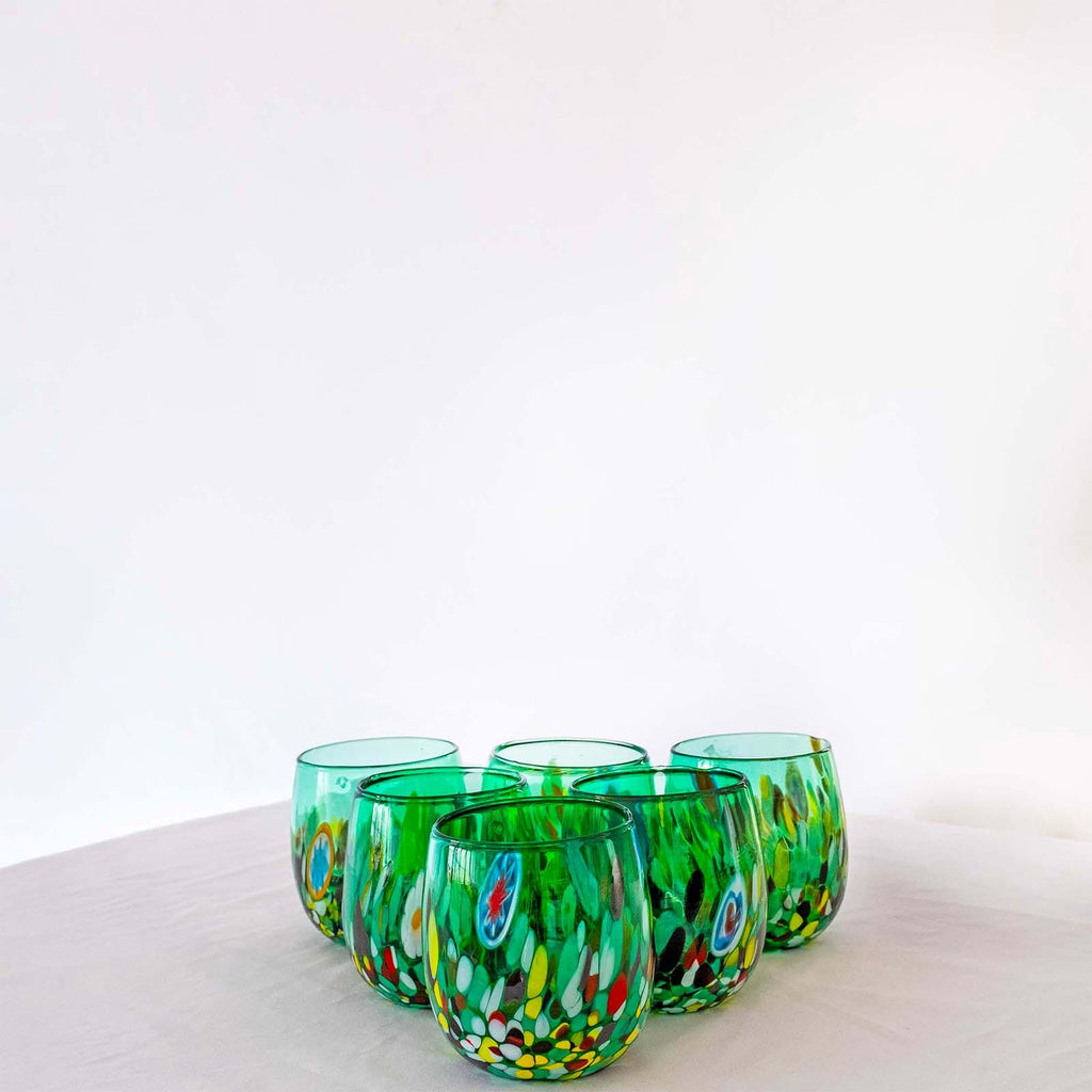Murano Drinking Glass | Certified Murano Glass | Made in Italy | Water Glass | Collection Smeraldo B12