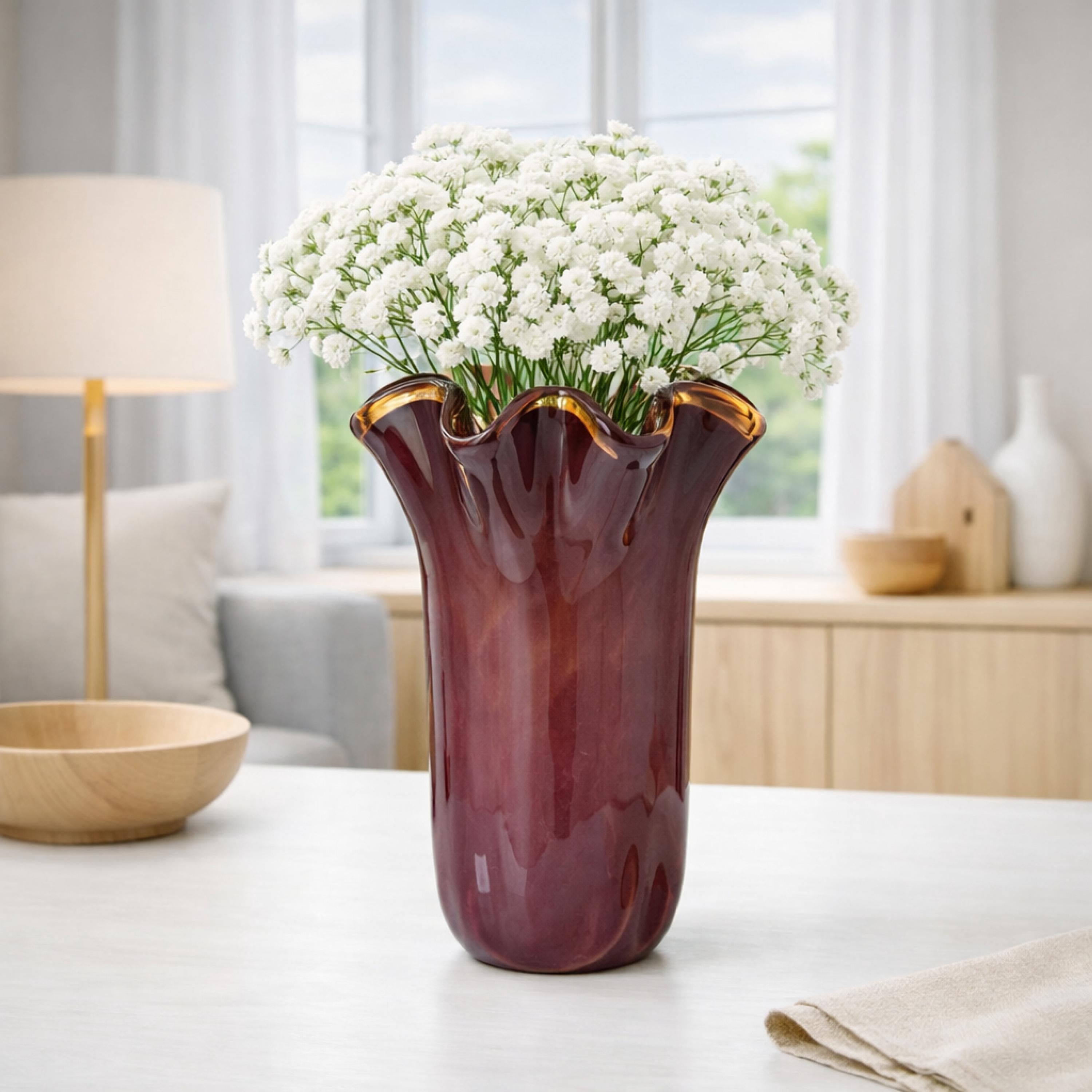 Murano Glass Vase | Certified Murano Glass | Made in Italy | Decorative Vase | Collection Fazzoletto Grande