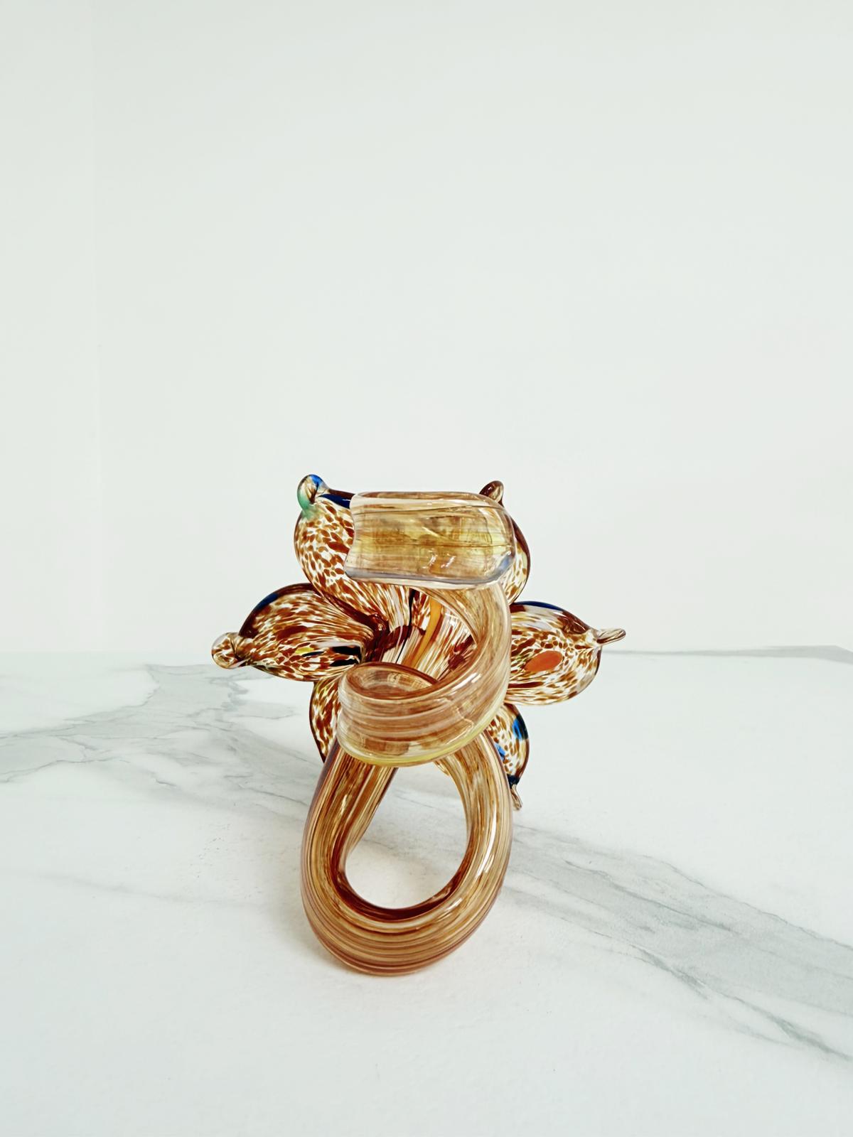 Murano Glass Flower Candle Holder | Certified Murano Glass | Made in Italy | Handmade | Collection 6 Petali