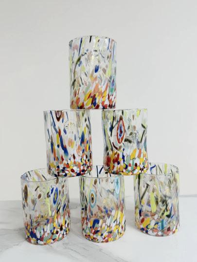 MurArt Bicchieri in vetro di Murano Collezione Decoro MG B1 Set 6 Bicchieri da 250 ml