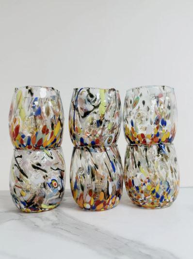 MurArt Bicchieri in vetro di Murano Collezione Decoro MG B12 Set 6 Bicchieri da 250 ml