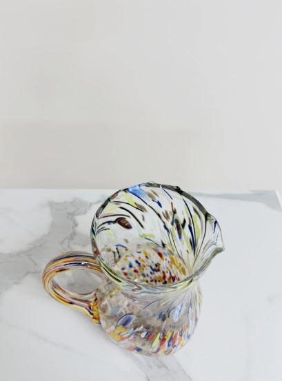 MurArt Brocca in Vetro di Murano Collezione Decoro MG B12 con manico coloratoml 1000 Altezza 20 cm