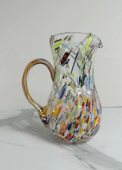 MurArt Brocca in Vetro di Murano Collezione Decoro MG B12 con manico coloratoml 1000 Altezza 20 cm