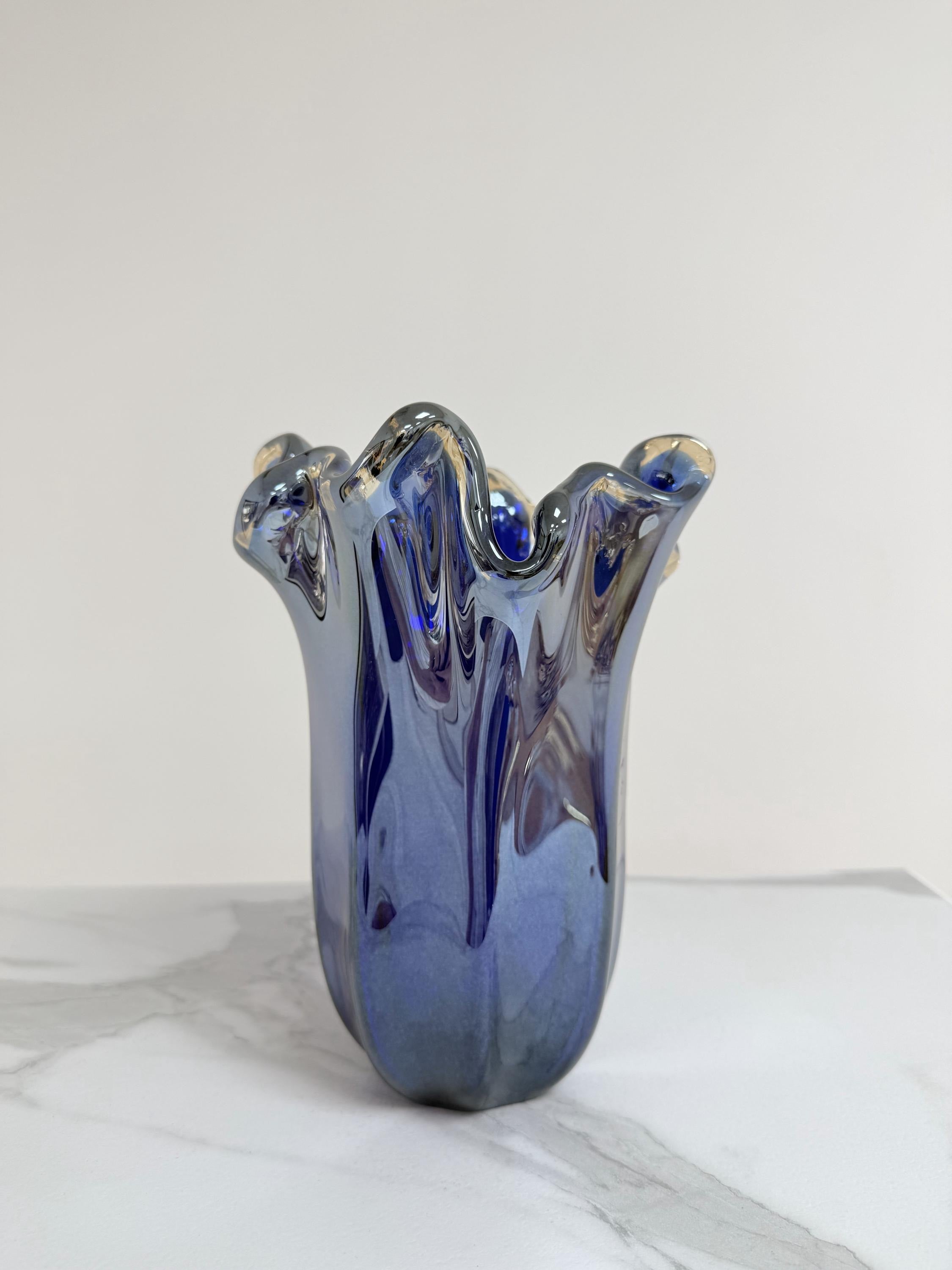 Murano Glass Vase | Certified Murano Glass | Made in Italy | Decorative Vase | Collection Pasta di Vetro Blu