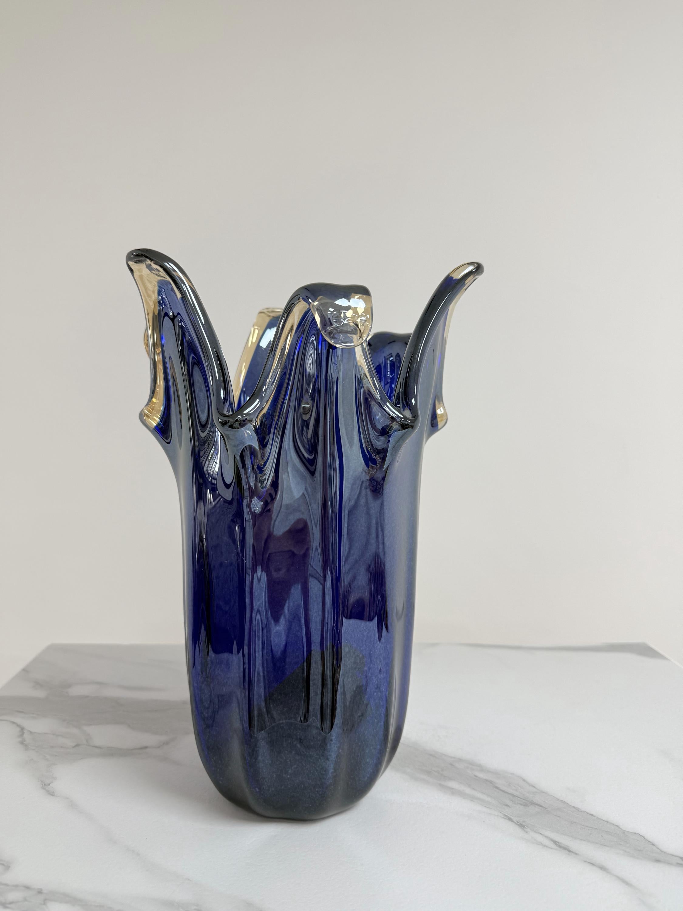 Murano Glass Vase | Certified Murano Glass | Made in Italy | Decorative Vase | Collection Pasta di Vetro Blu