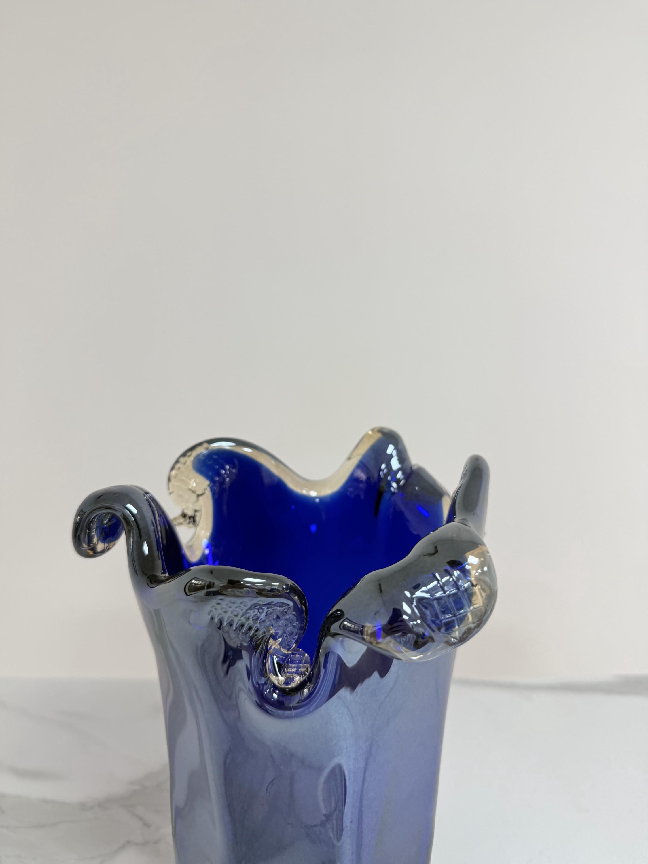 Murano Glass Vase | Certified Murano Glass | Made in Italy | Decorative Vase | Collection Pasta di Vetro Blu