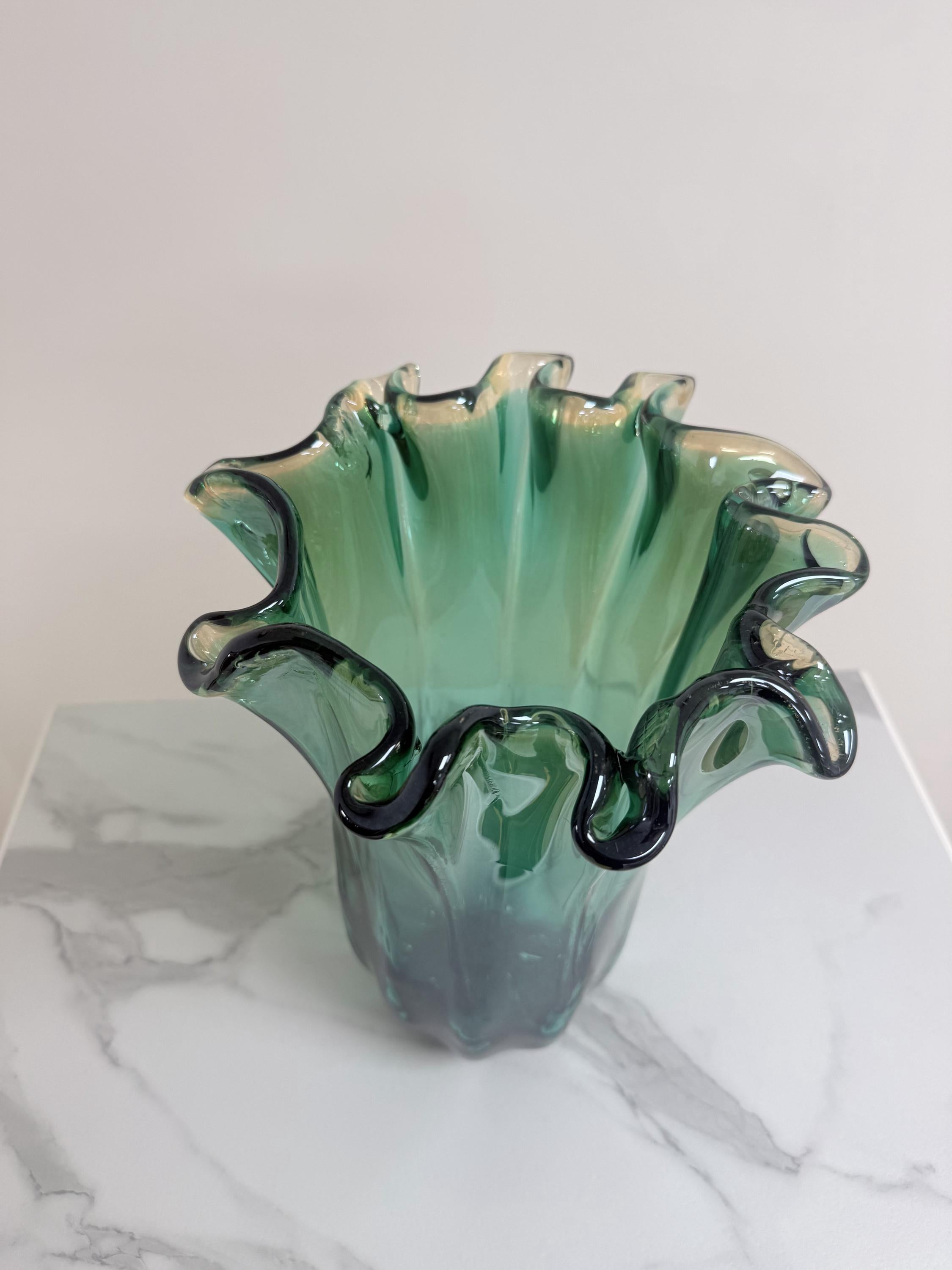 Murano Glass Vase | Certified Murano Glass | Made in Italy | Decorative Vase | Collection Pasta di Vetro Verde