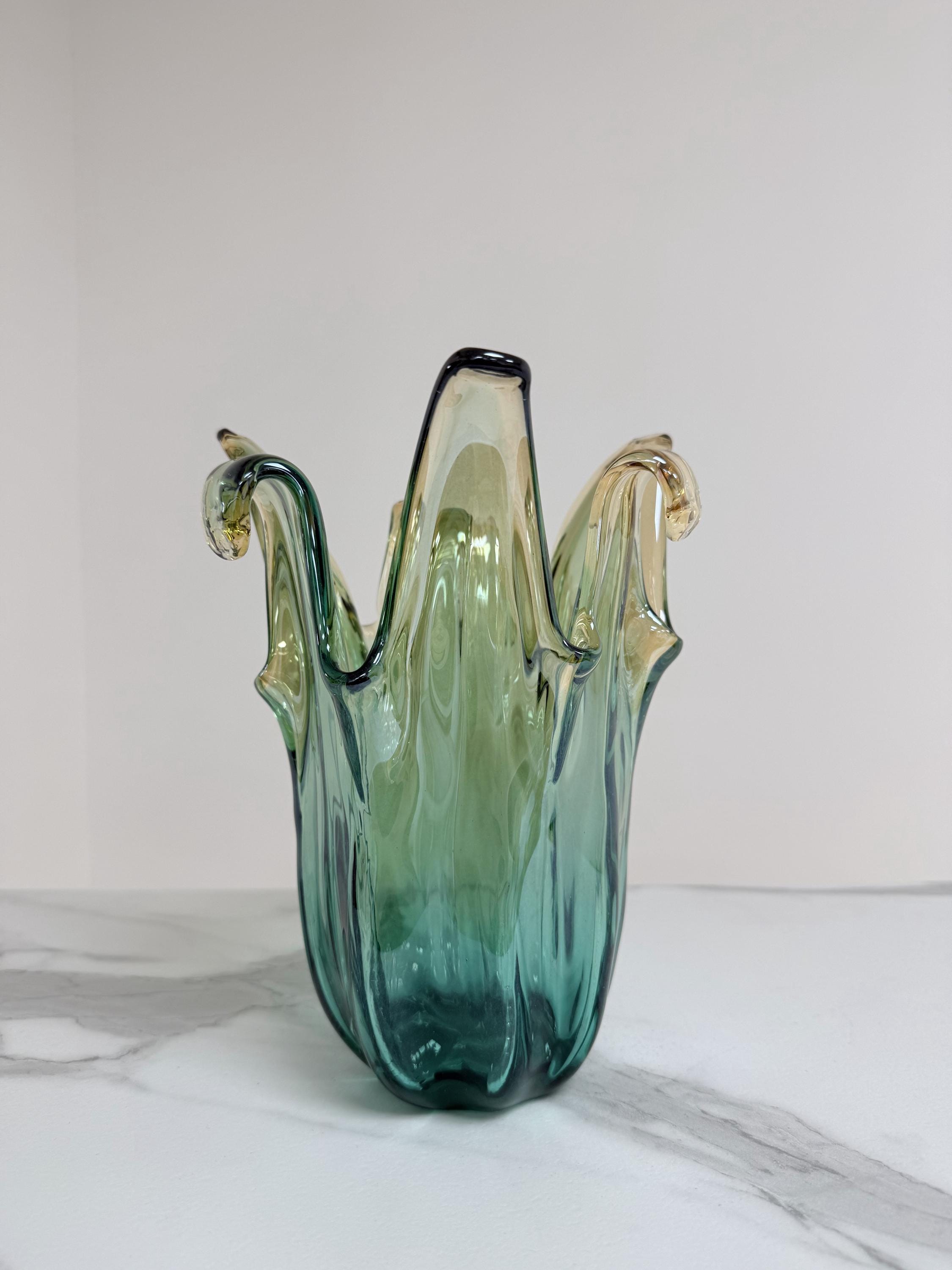Murano Glass Vase | Certified Murano Glass | Made in Italy | Decorative Vase | Collection Pasta di Vetro Verde