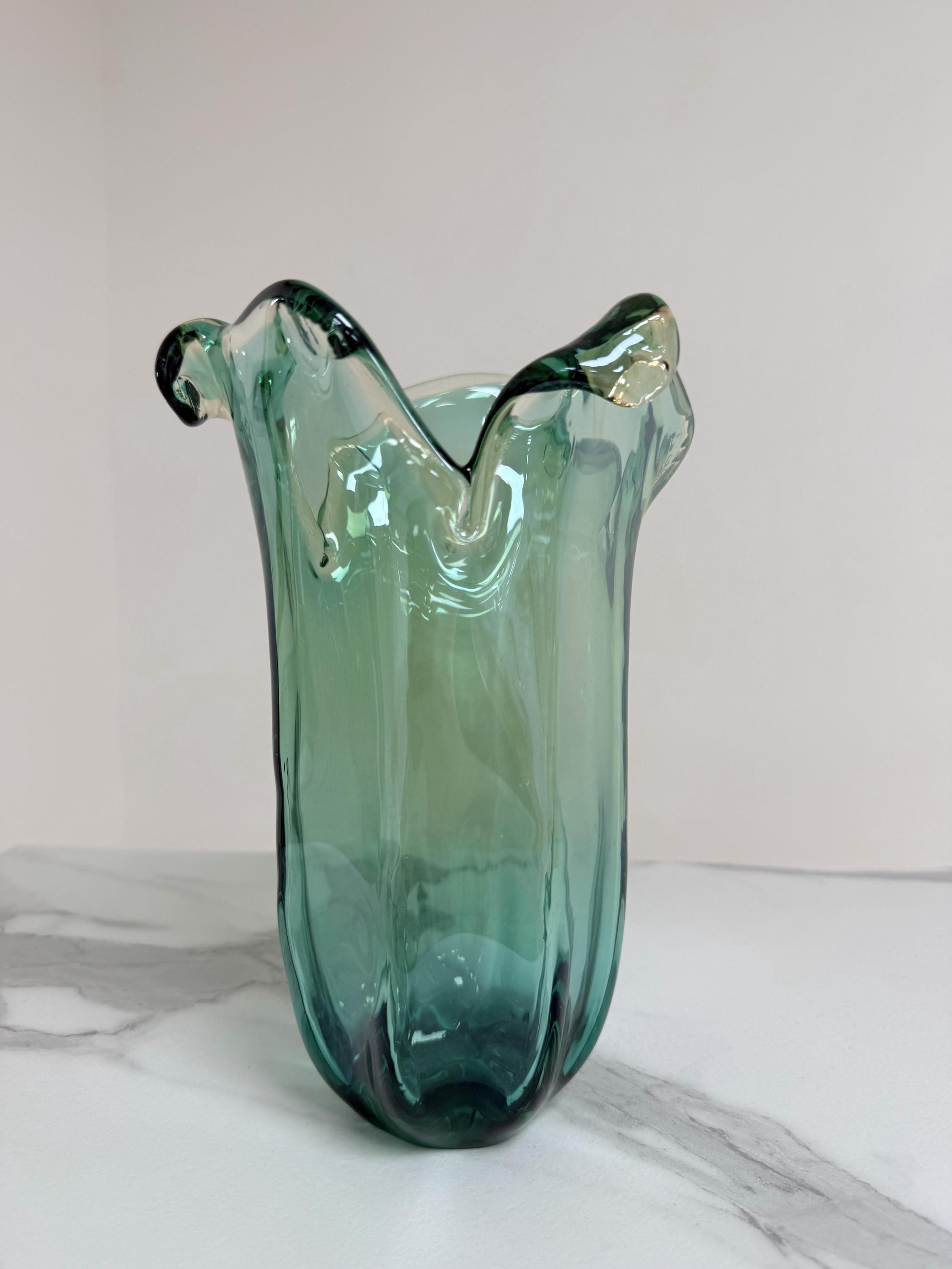 Murano Glass Vase | Certified Murano Glass | Made in Italy | Decorative Vase | Collection Pasta di Vetro Verde