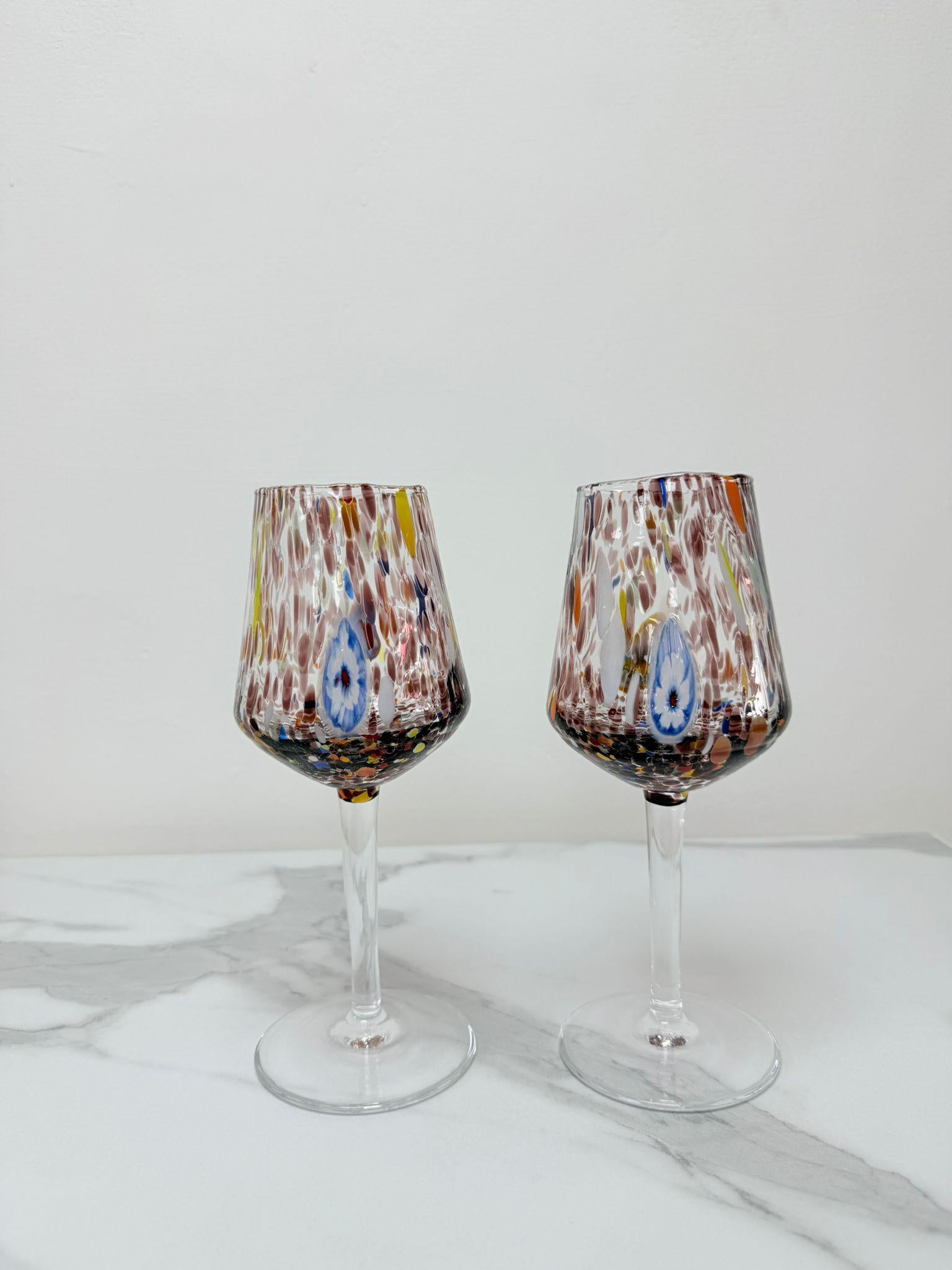 Murano Wine Glass | Certified Murano Glass | Made in Italy | Handmade Wine Goblet | Collection B8
