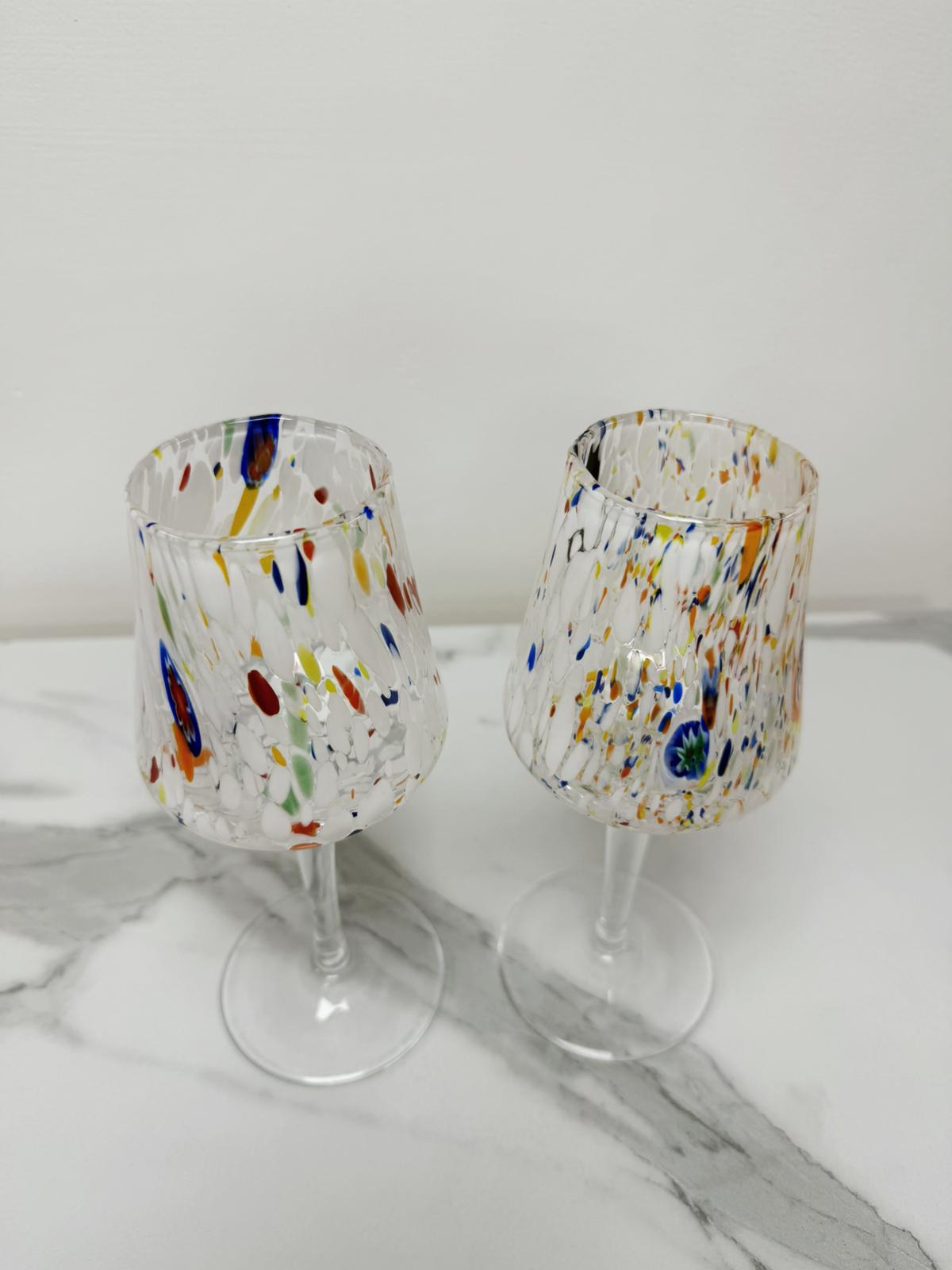 Murano Wine Glass | Certified Murano Glass | Made in Italy | Handmade Wine Goblet | Collection B8