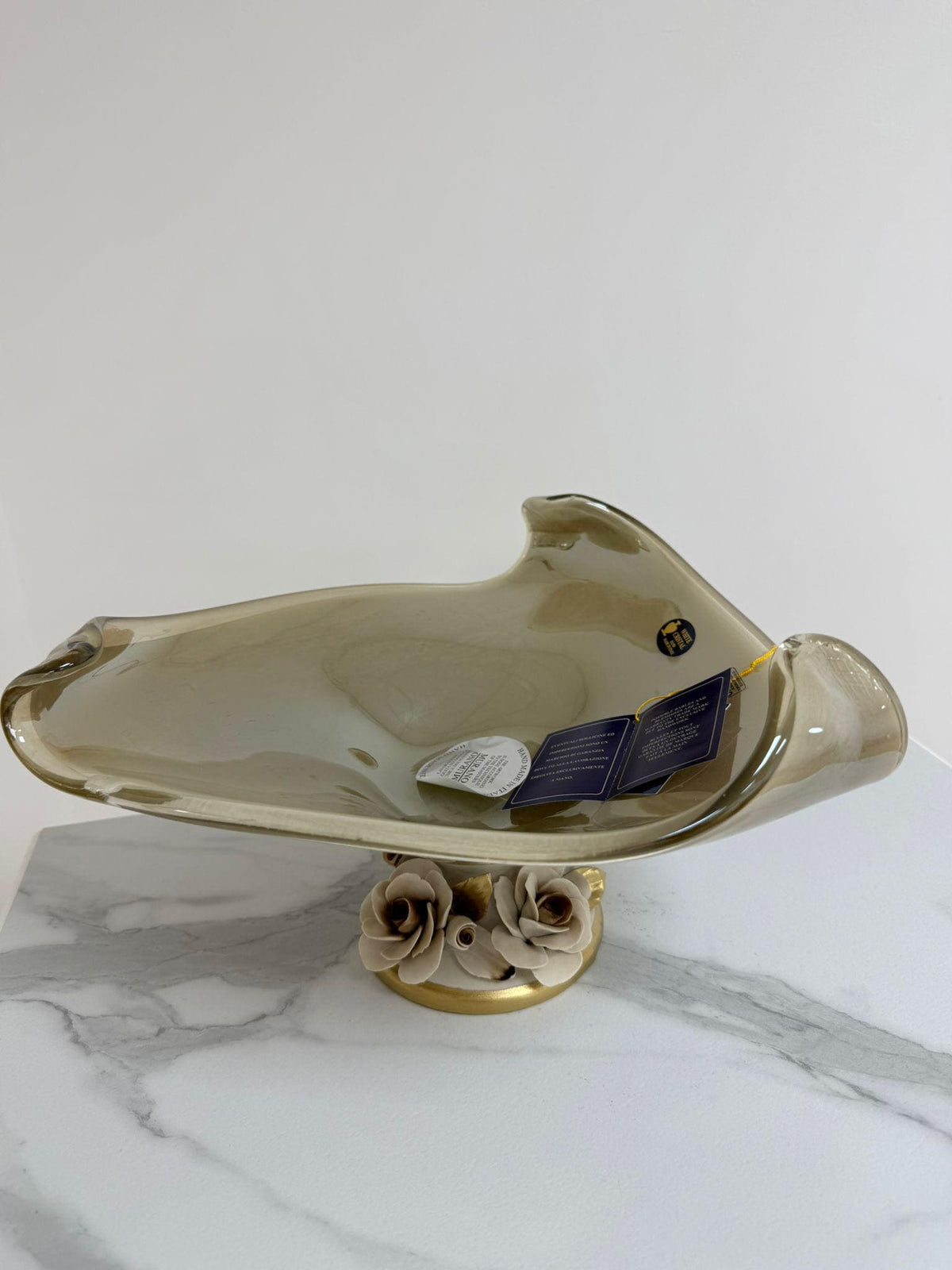 Murano Glass Centerpiece | Certified Murano Glass | Made in Italy | Table Decoration | Collection White Crystal