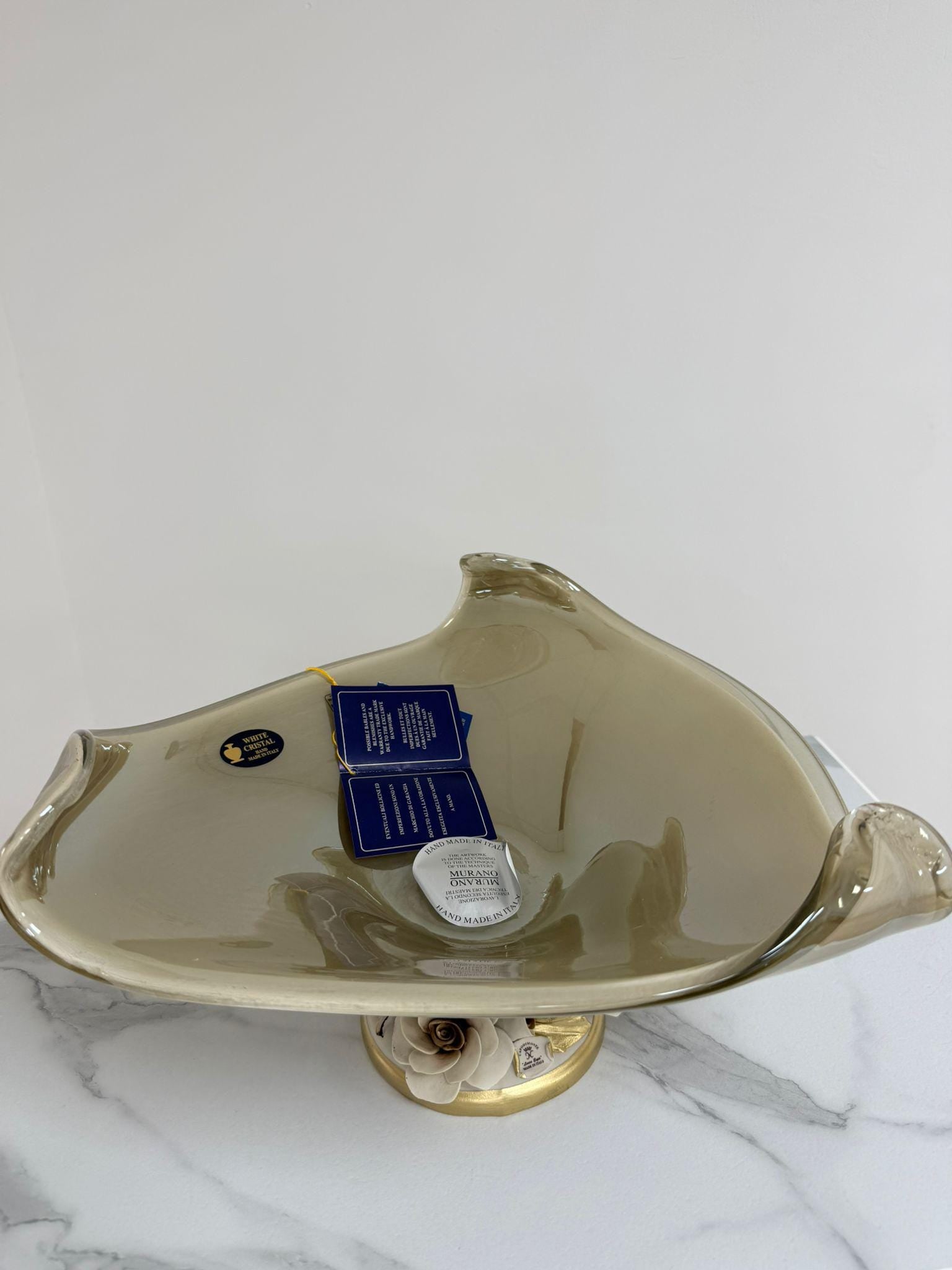 Murano Glass Centerpiece | Certified Murano Glass | Made in Italy | Table Decoration | Collection White Crystal