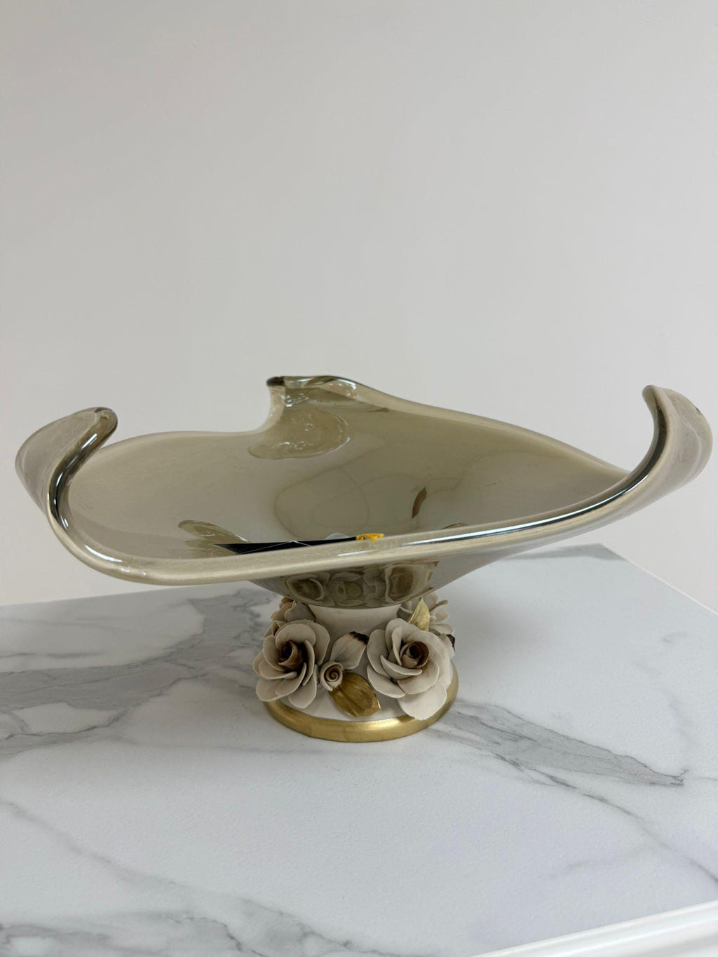 Murano Glass Centerpiece | Certified Murano Glass | Made in Italy | Table Decoration | Collection White Crystal