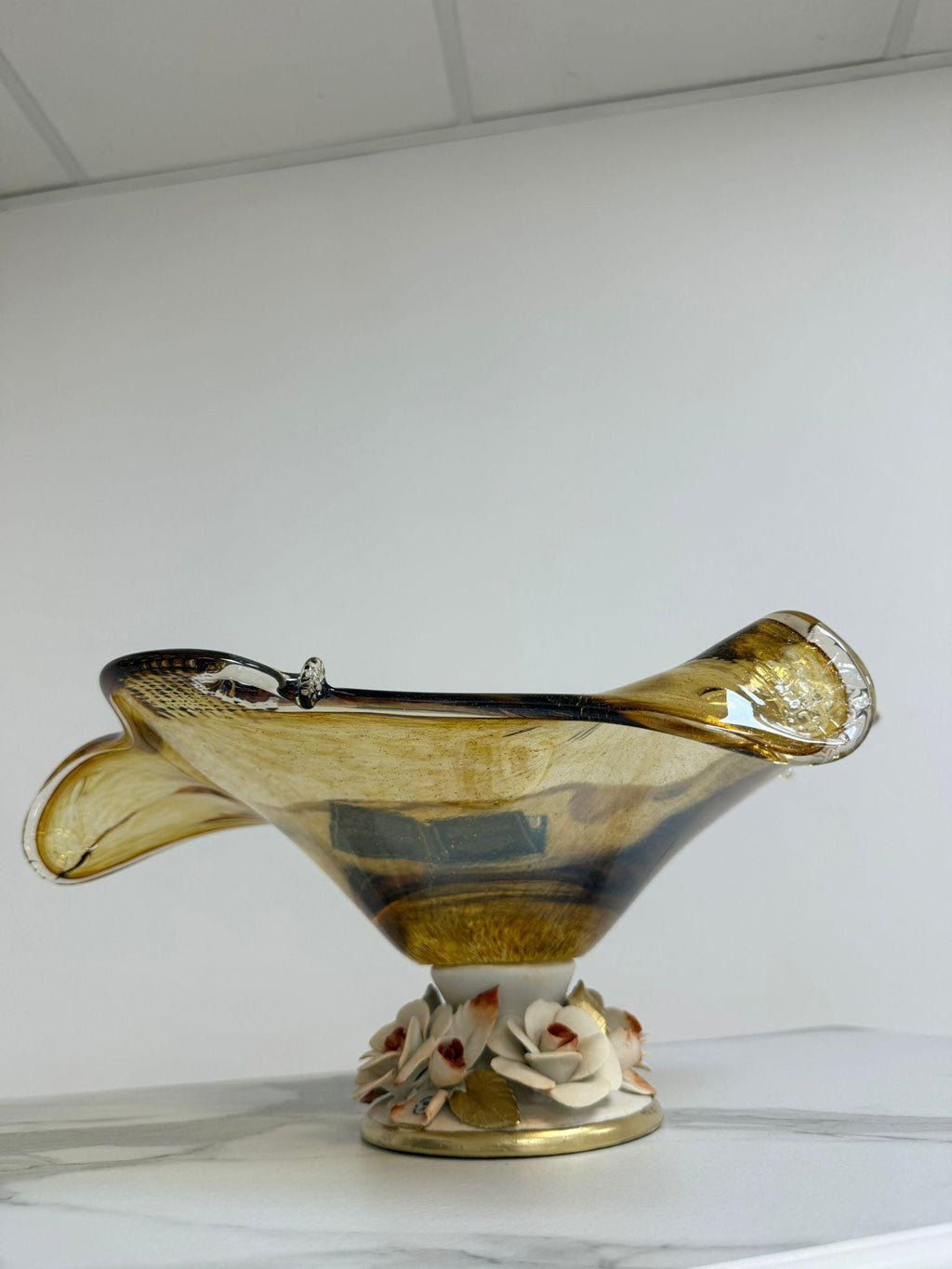 Murano Glass Centerpiece | Certified Murano Glass | Made in Italy | Table Decoration | Collection White Crystal