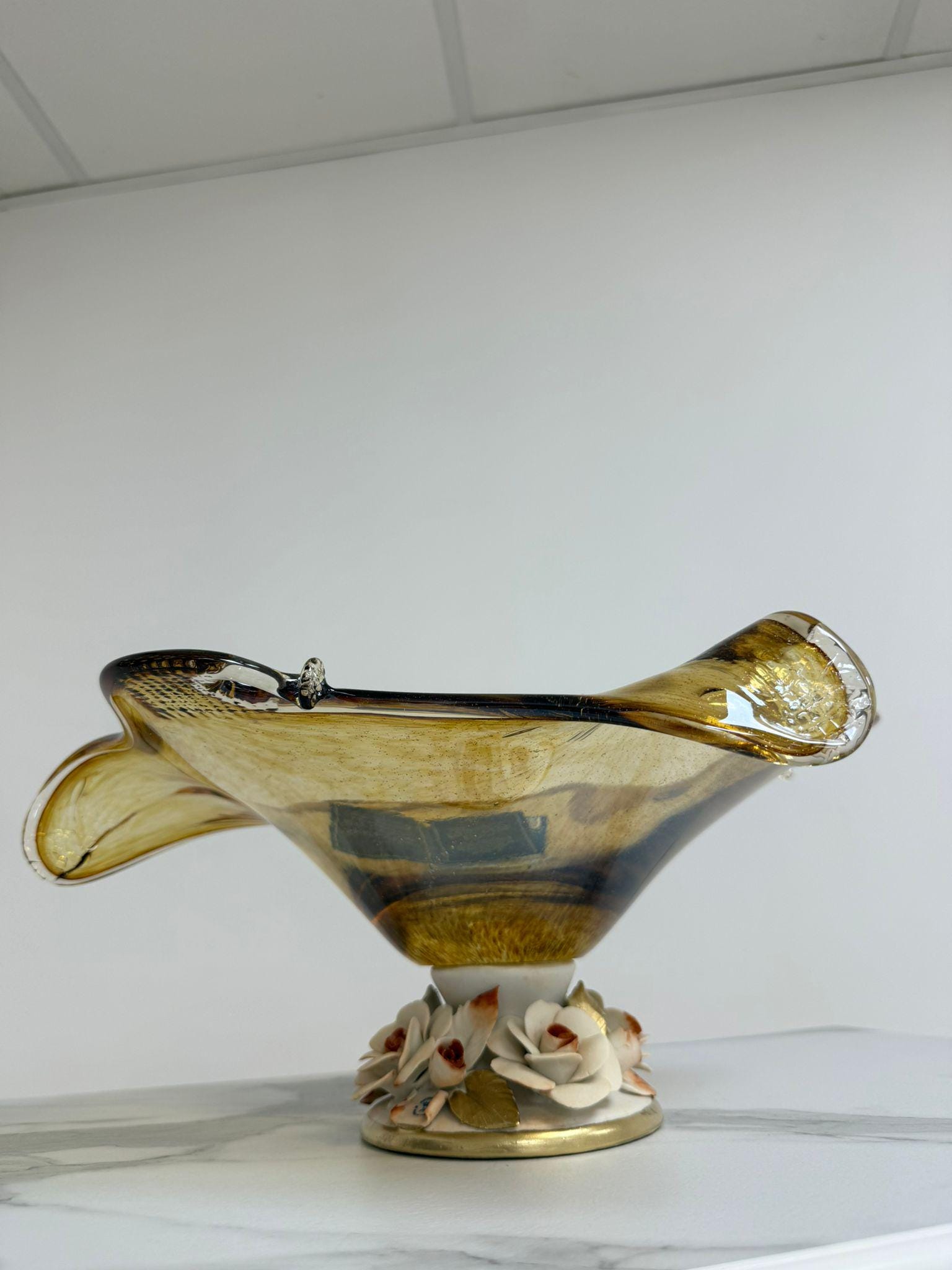 Murano Glass Centerpiece | Certified Murano Glass | Made in Italy | Table Decoration | Collection White Crystal