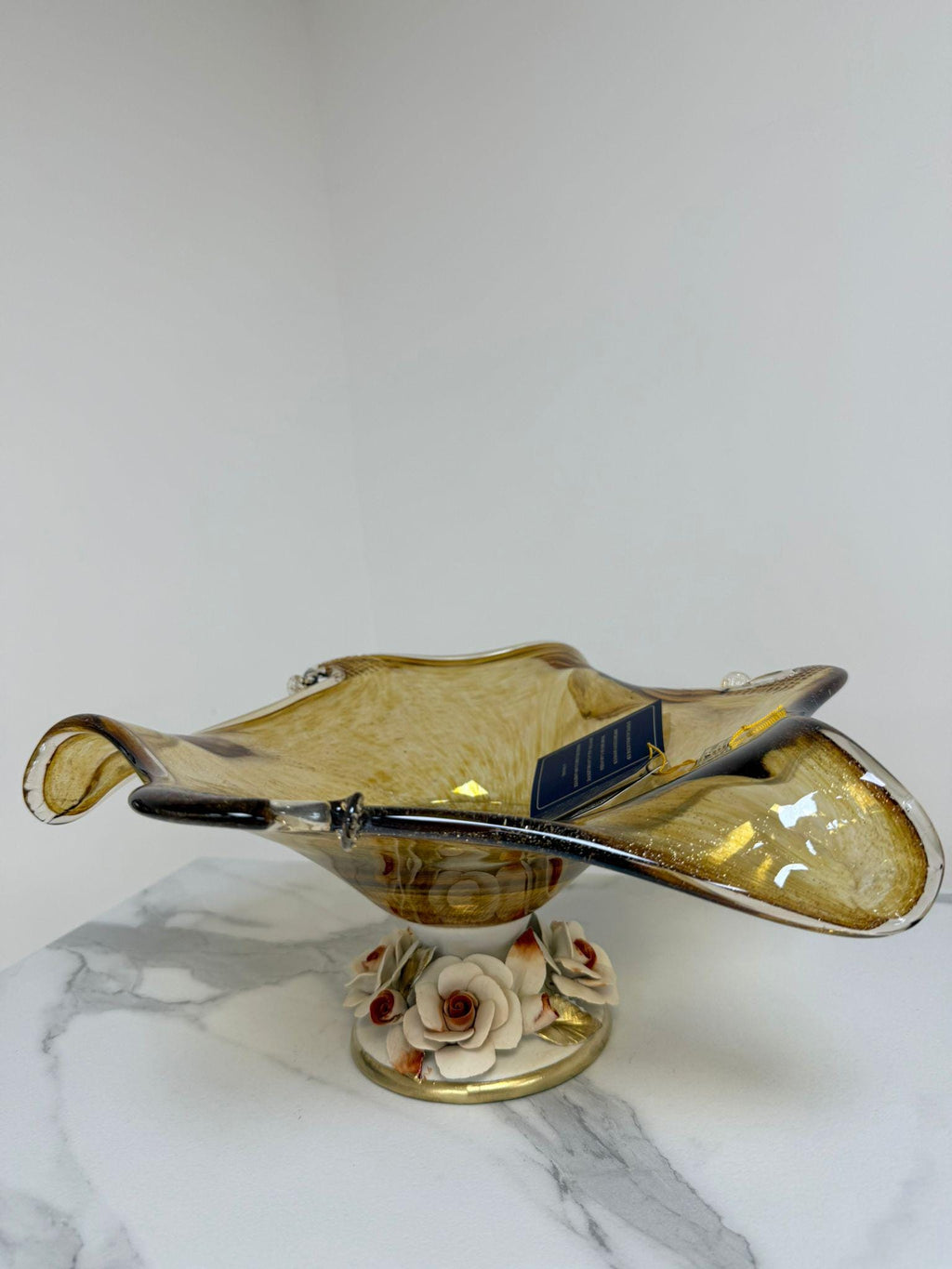Murano Glass Centerpiece | Certified Murano Glass | Made in Italy | Table Decoration | Collection White Crystal