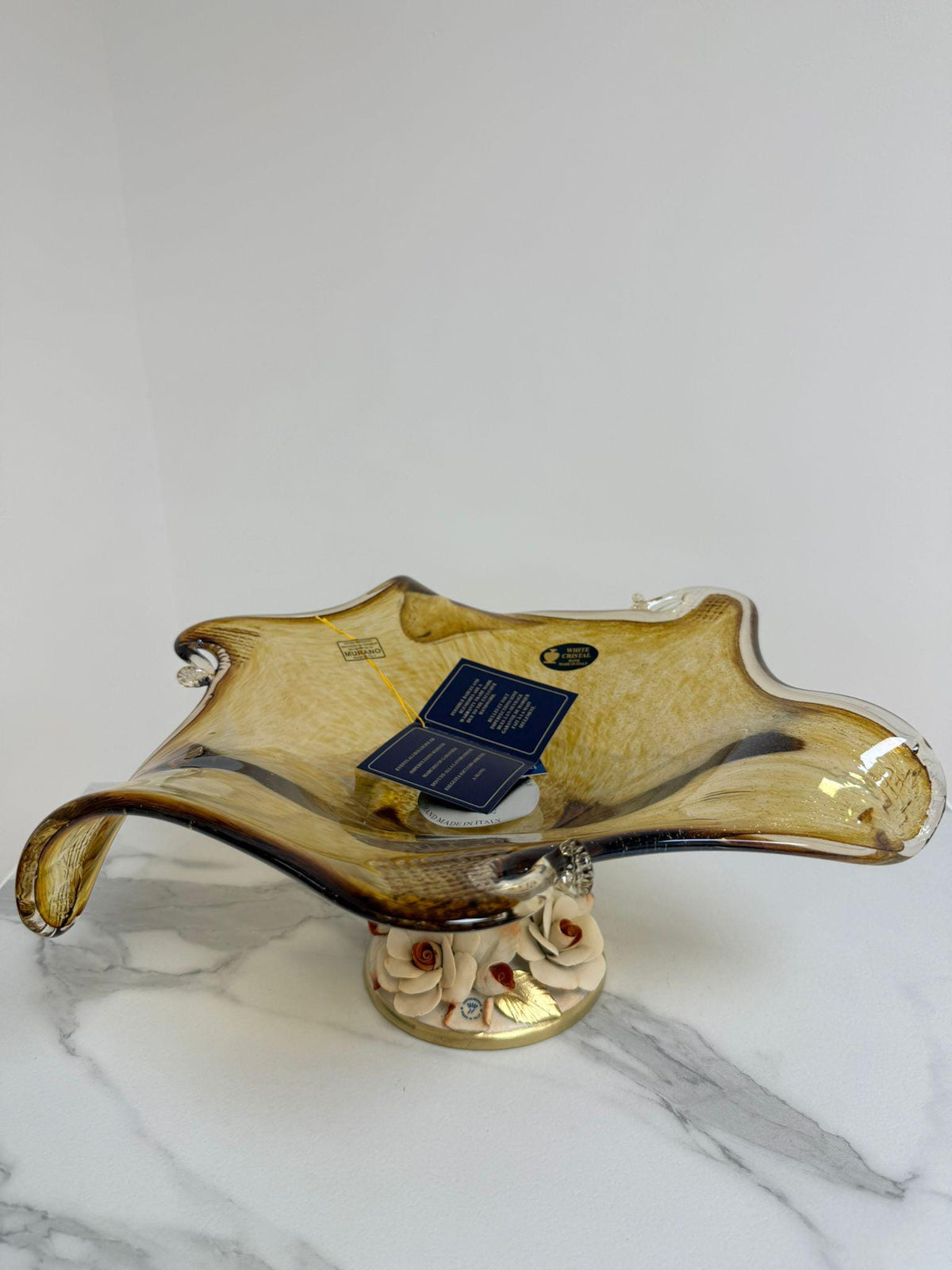 Murano Glass Centerpiece | Certified Murano Glass | Made in Italy | Table Decoration | Collection White Crystal