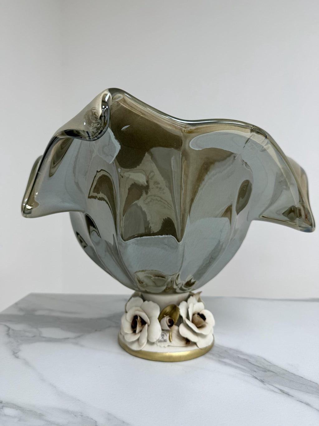 Murano Glass Centerpiece | Certified Murano Glass | Made in Italy | Table Decoration | Collection White Crystal