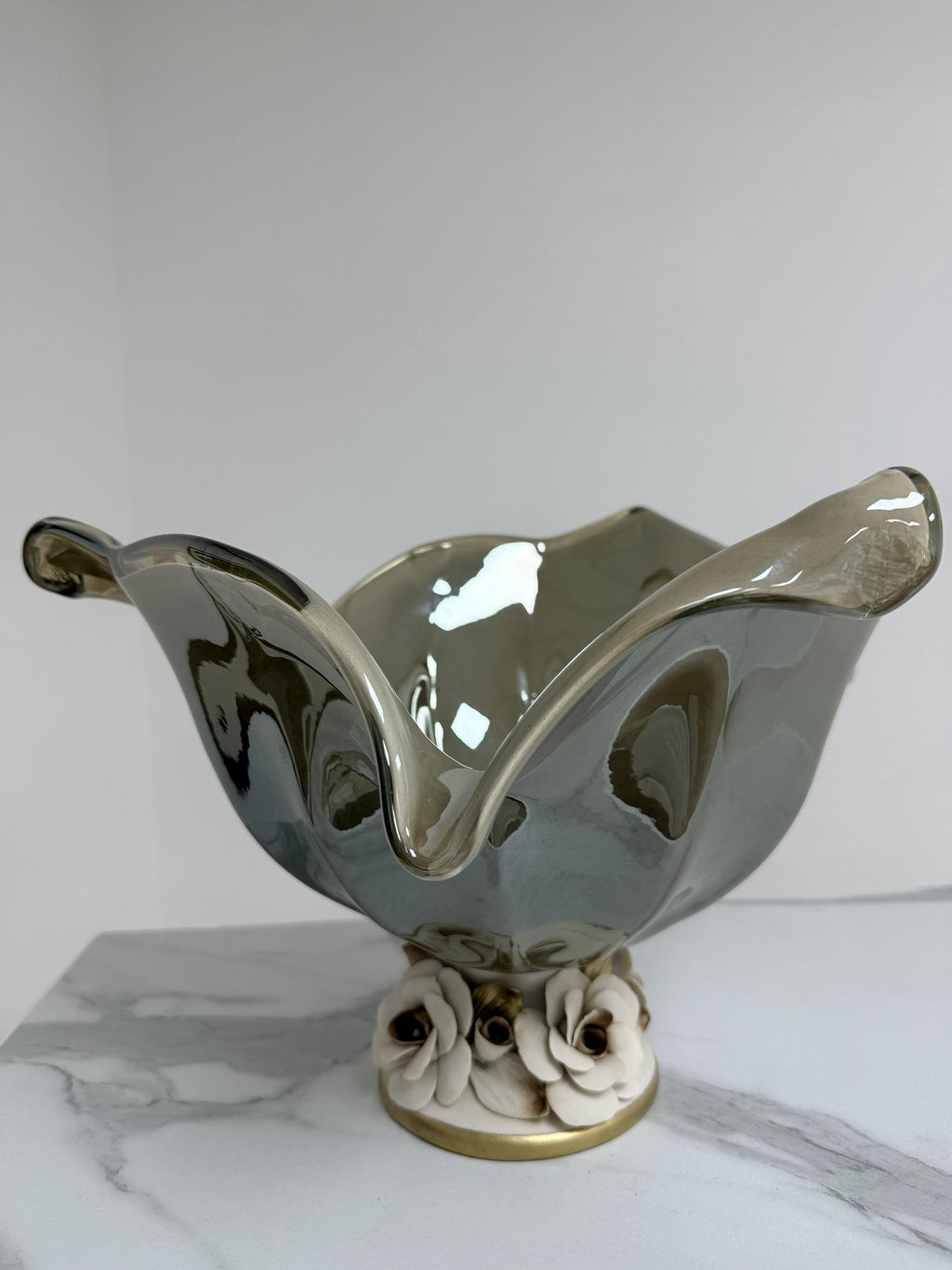 Murano Glass Centerpiece | Certified Murano Glass | Made in Italy | Table Decoration | Collection White Crystal