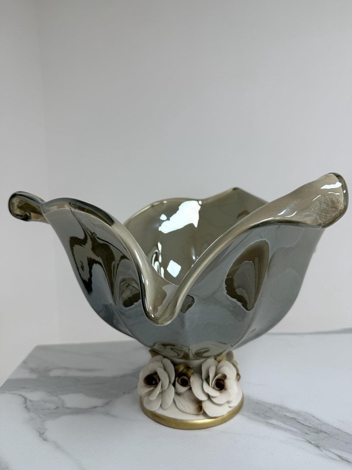 Murano Glass Centerpiece | Certified Murano Glass | Made in Italy | Table Decoration | Collection White Crystal
