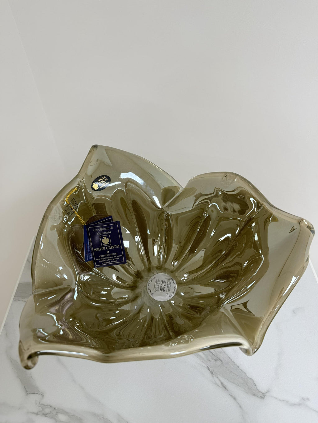 Murano Glass Centerpiece | Certified Murano Glass | Made in Italy | Table Decoration | Collection White Crystal