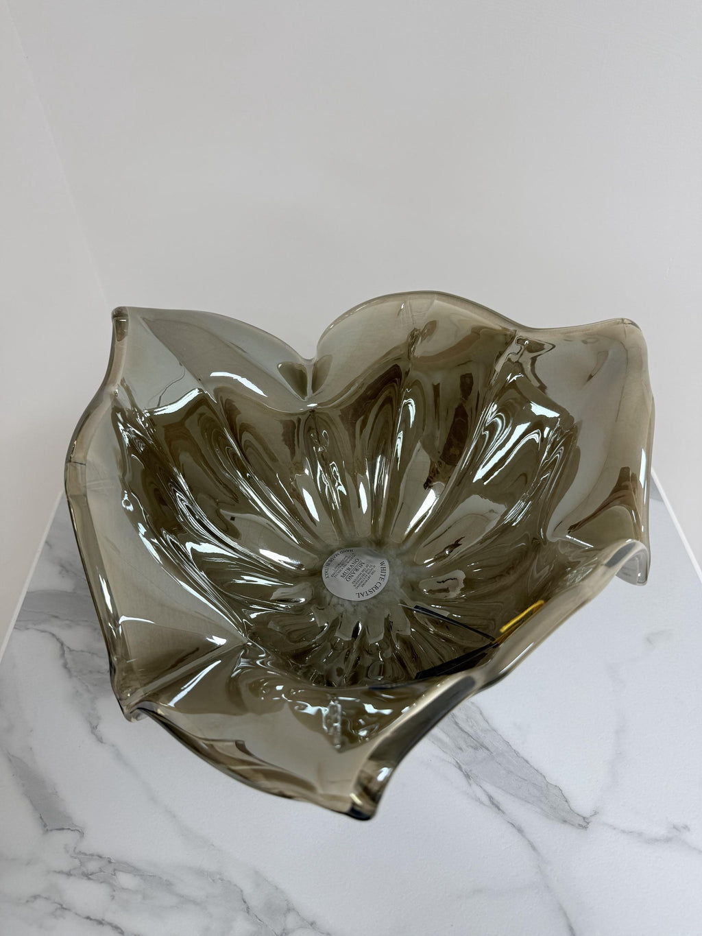 Murano Glass Centerpiece | Certified Murano Glass | Made in Italy | Table Decoration | Collection White Crystal