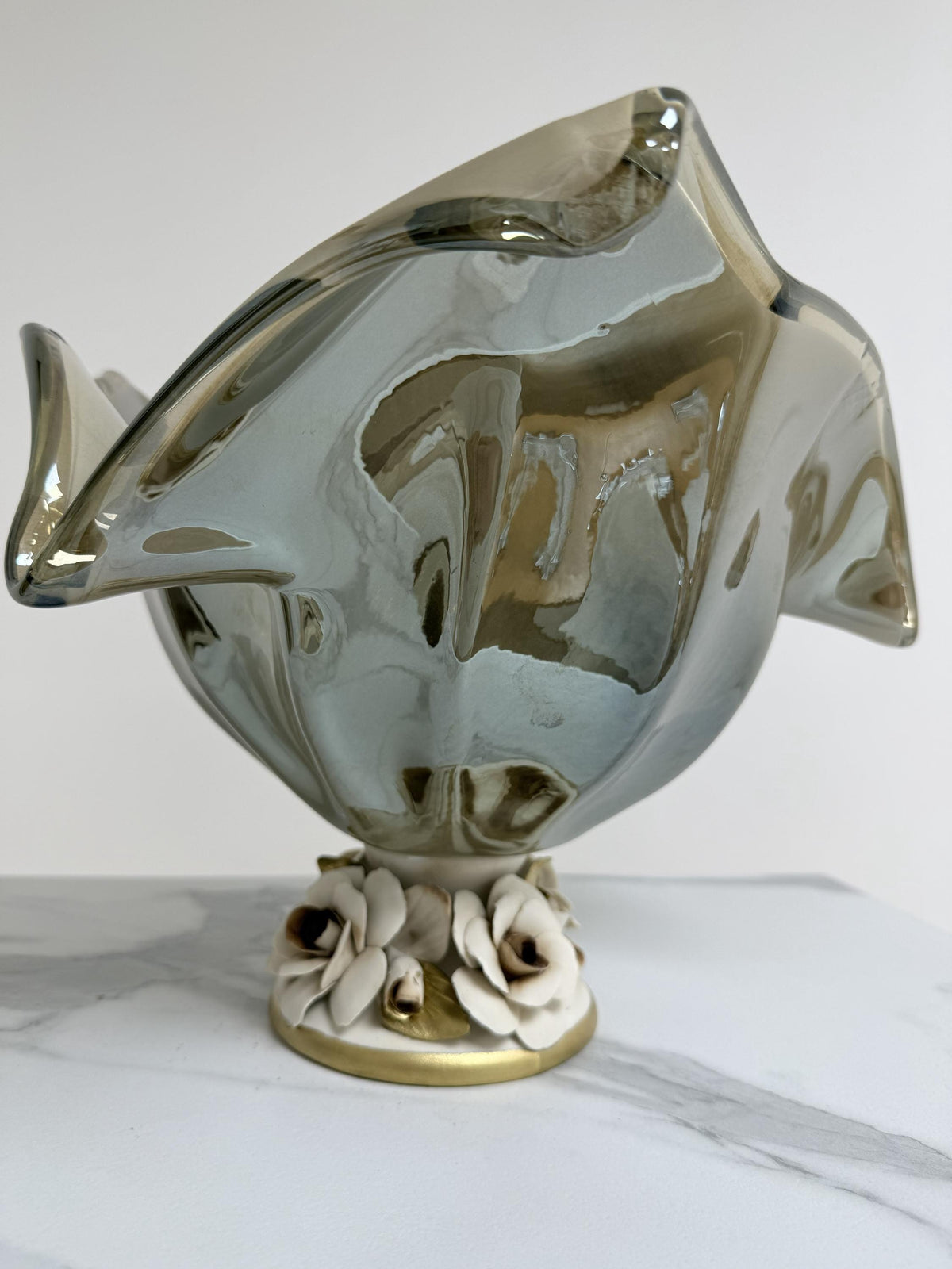 Murano Glass Centerpiece | Certified Murano Glass | Made in Italy | Table Decoration | Collection White Crystal
