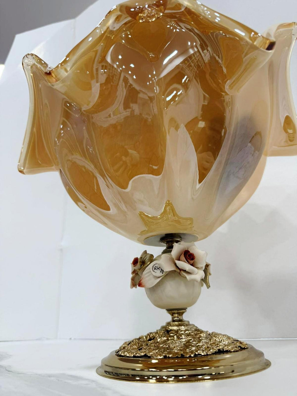 Murano Glass Centerpiece | Certified Murano Glass | Made in Italy | Table Decoration | Collection White Crystal
