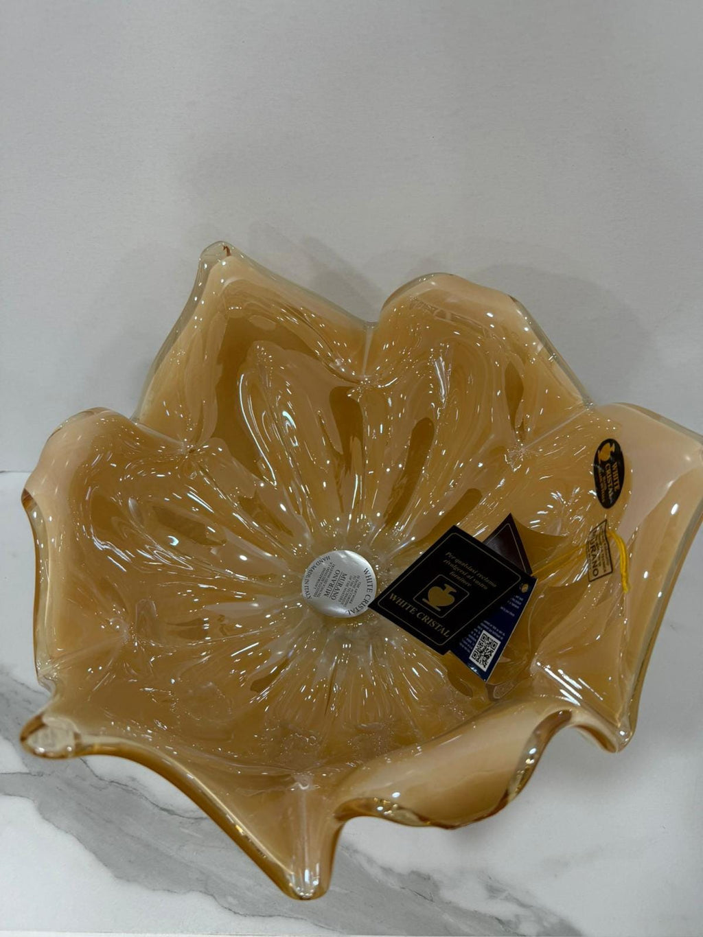 Murano Glass Centerpiece | Certified Murano Glass | Made in Italy | Table Decoration | Collection White Crystal