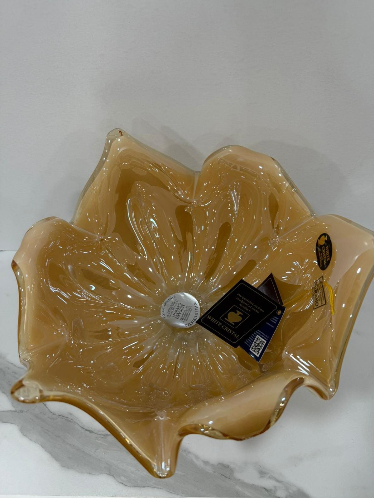Murano Glass Centerpiece | Certified Murano Glass | Made in Italy | Table Decoration | Collection White Crystal