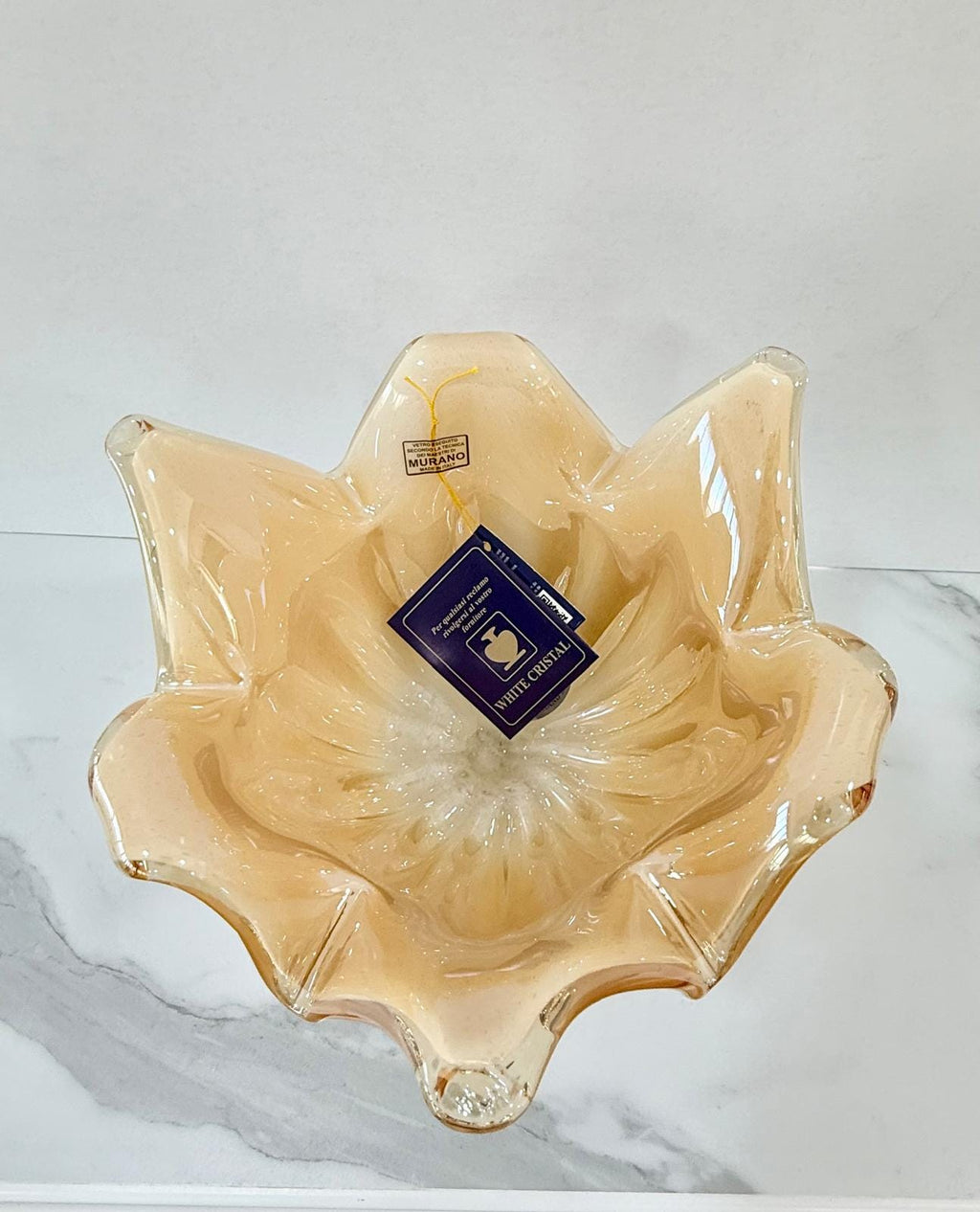 Murano Glass Centerpiece | Certified Murano Glass | Made in Italy | Table Decoration | Collection White Crystal
