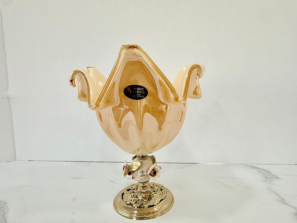 Murano Glass Centerpiece | Certified Murano Glass | Made in Italy | Table Decoration | Collection White Crystal