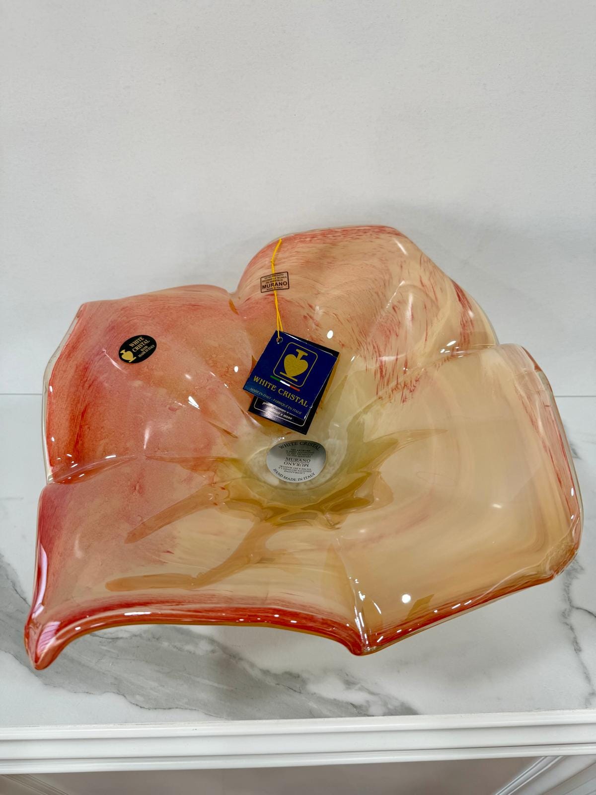 Murano Glass Centerpiece | Certified Murano Glass | Made in Italy | Table Decoration | Collection White Crystal