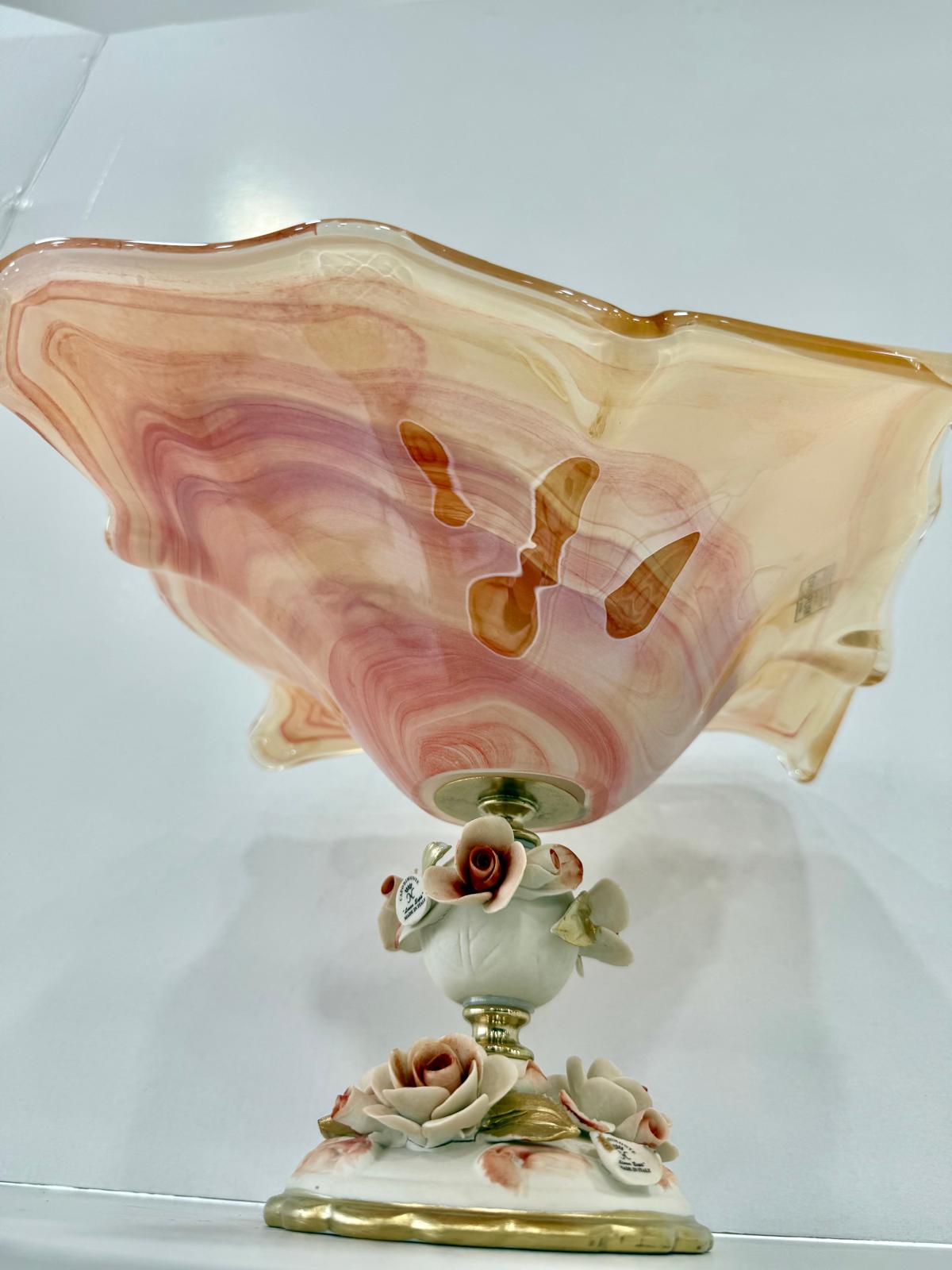 Murano Glass Centerpiece | Certified Murano Glass | Made in Italy | Table Decoration | Collection White Crystal