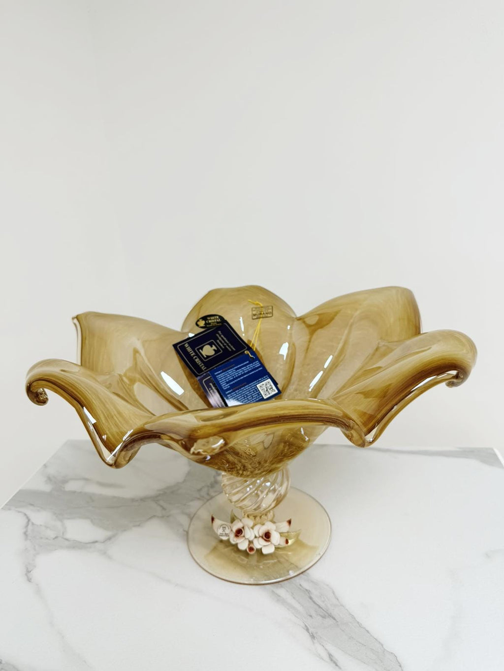 Murano Glass Centerpiece | Certified Murano Glass | Made in Italy | Table Decoration | Collection White Crystal