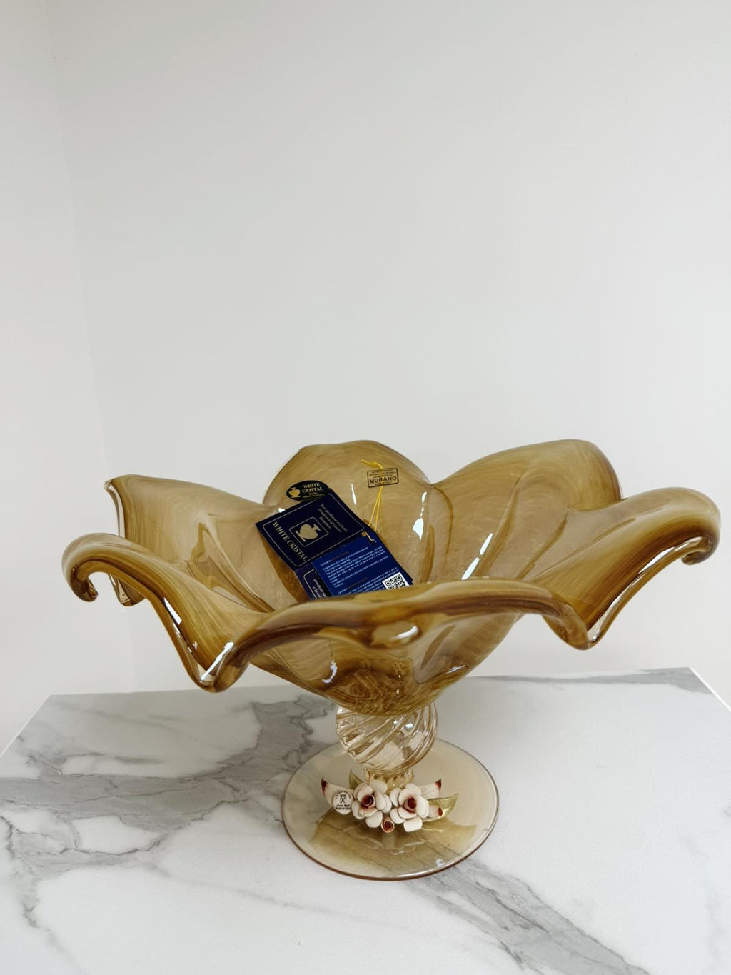Murano Glass Centerpiece | Certified Murano Glass | Made in Italy | Table Decoration | Collection White Crystal