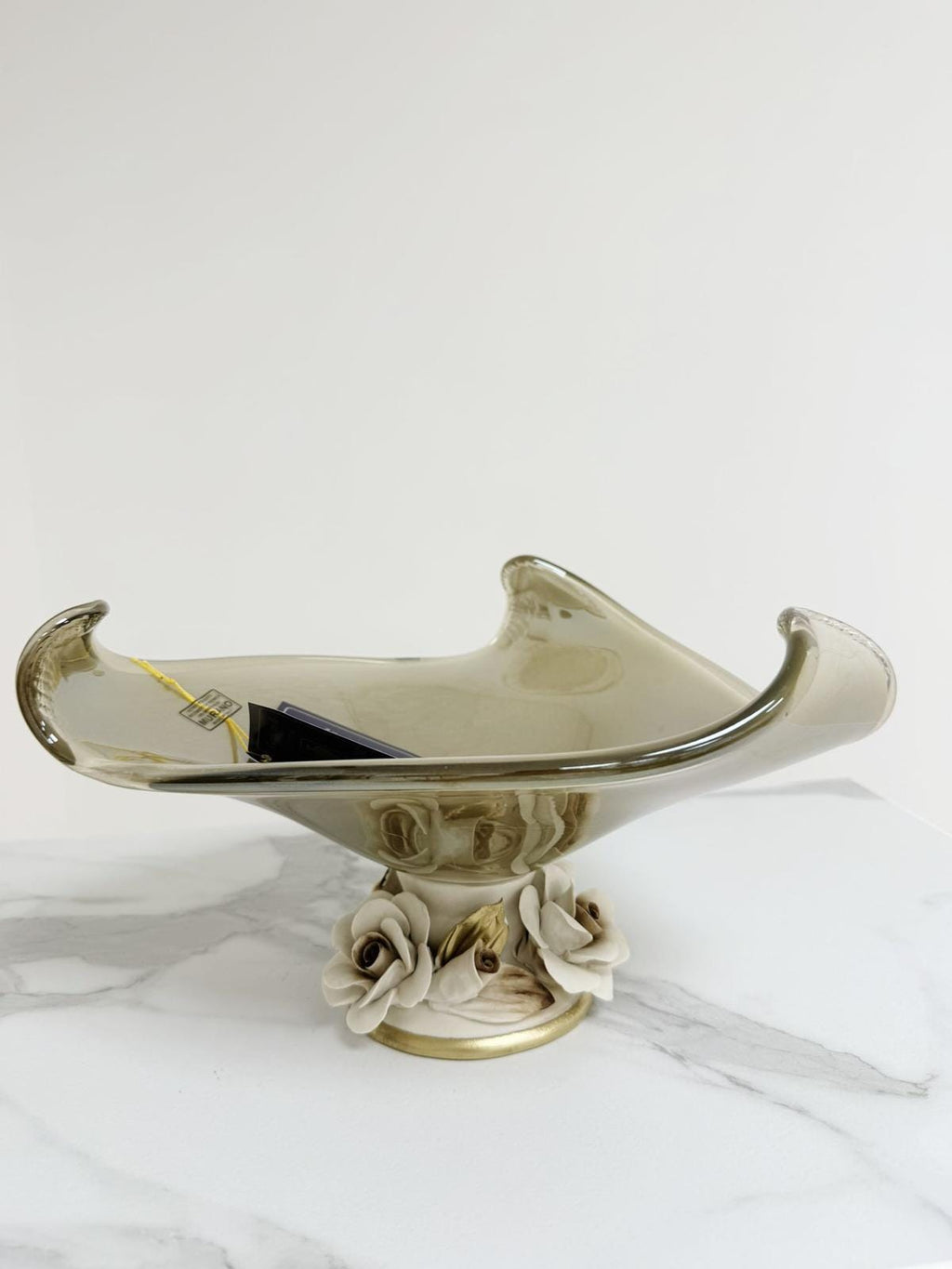 Murano Glass Centerpiece | Certified Murano Glass | Made in Italy | Table Decoration | Collection White Crystal