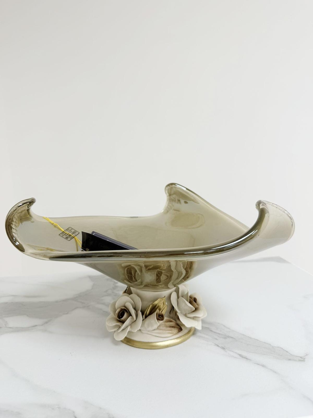 Murano Glass Centerpiece | Certified Murano Glass | Made in Italy | Table Decoration | Collection White Crystal
