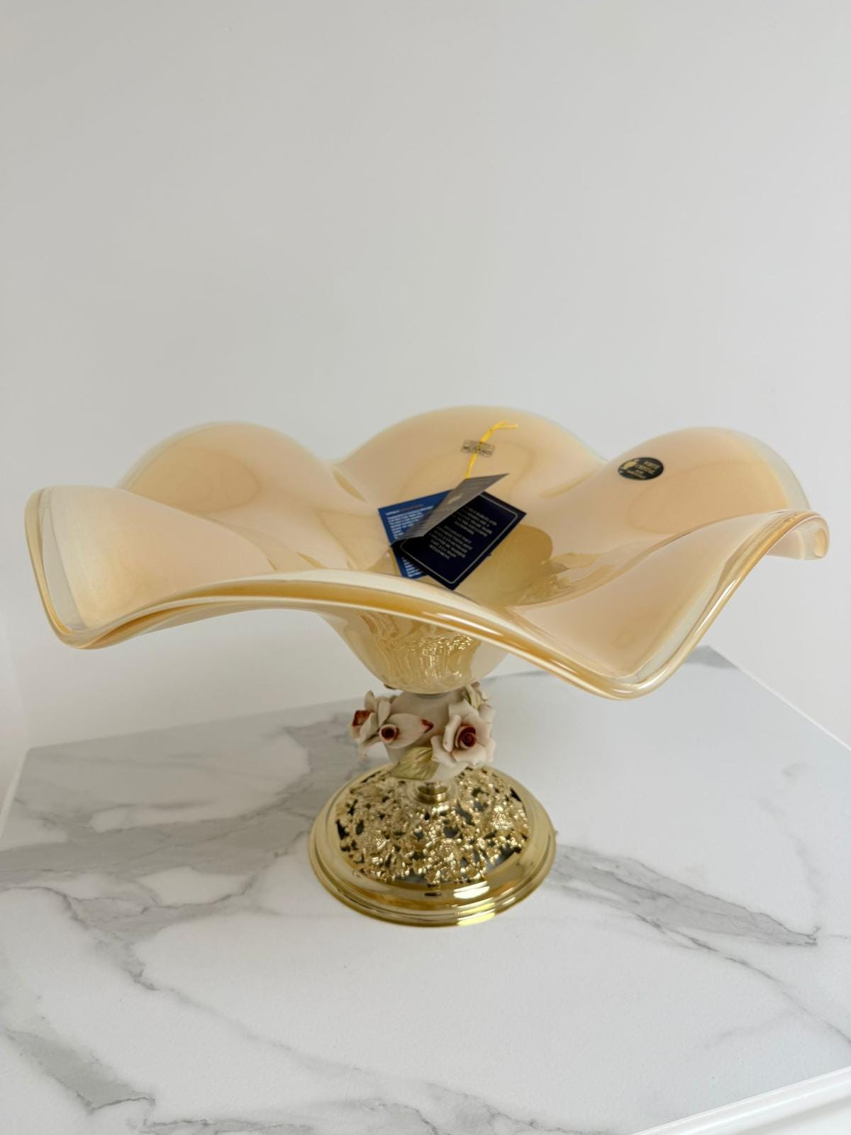 Murano Glass Centerpiece | Certified Murano Glass | Made in Italy | Table Decoration | Collection White Crystal