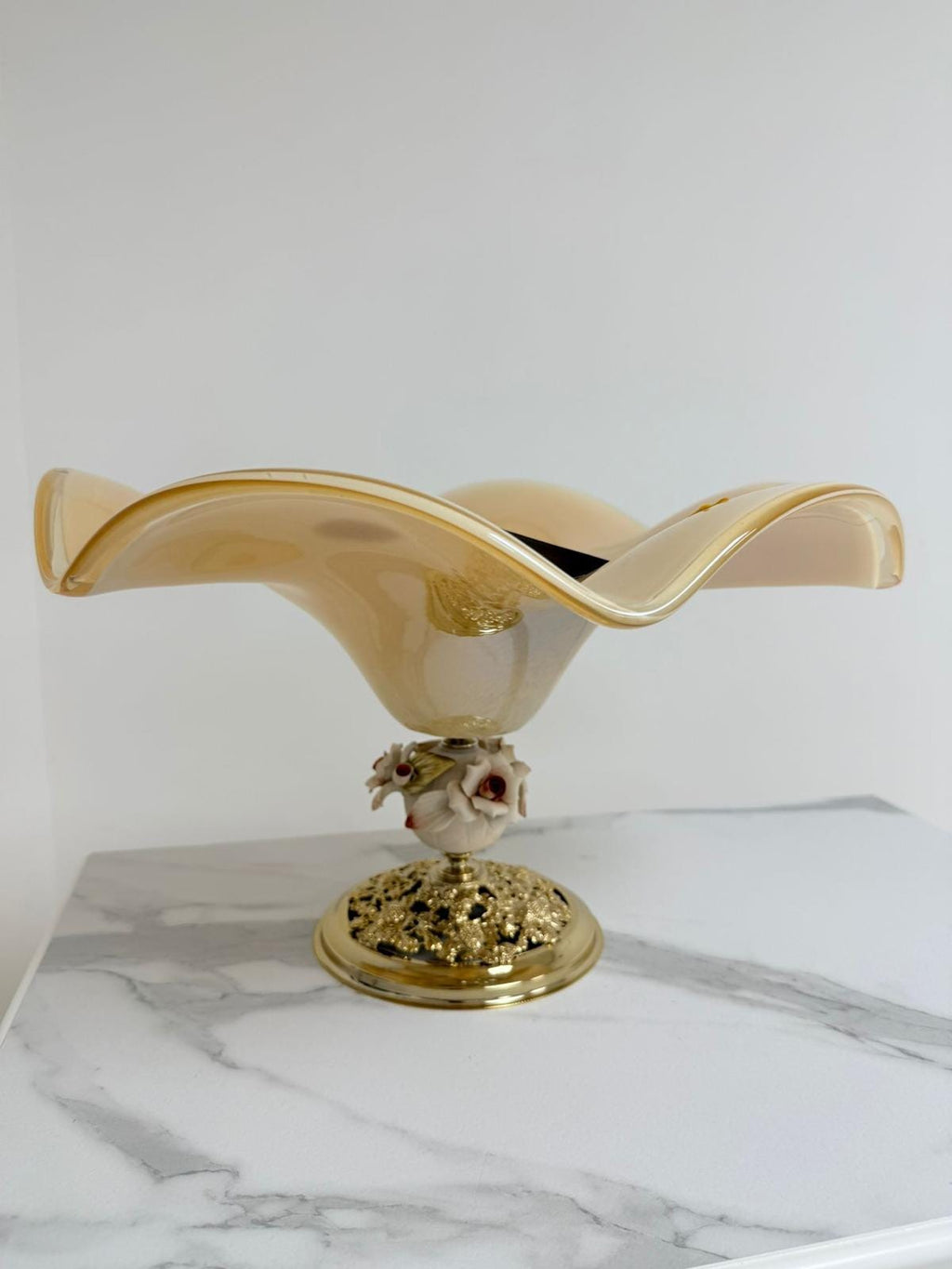 Murano Glass Centerpiece | Certified Murano Glass | Made in Italy | Table Decoration | Collection White Crystal