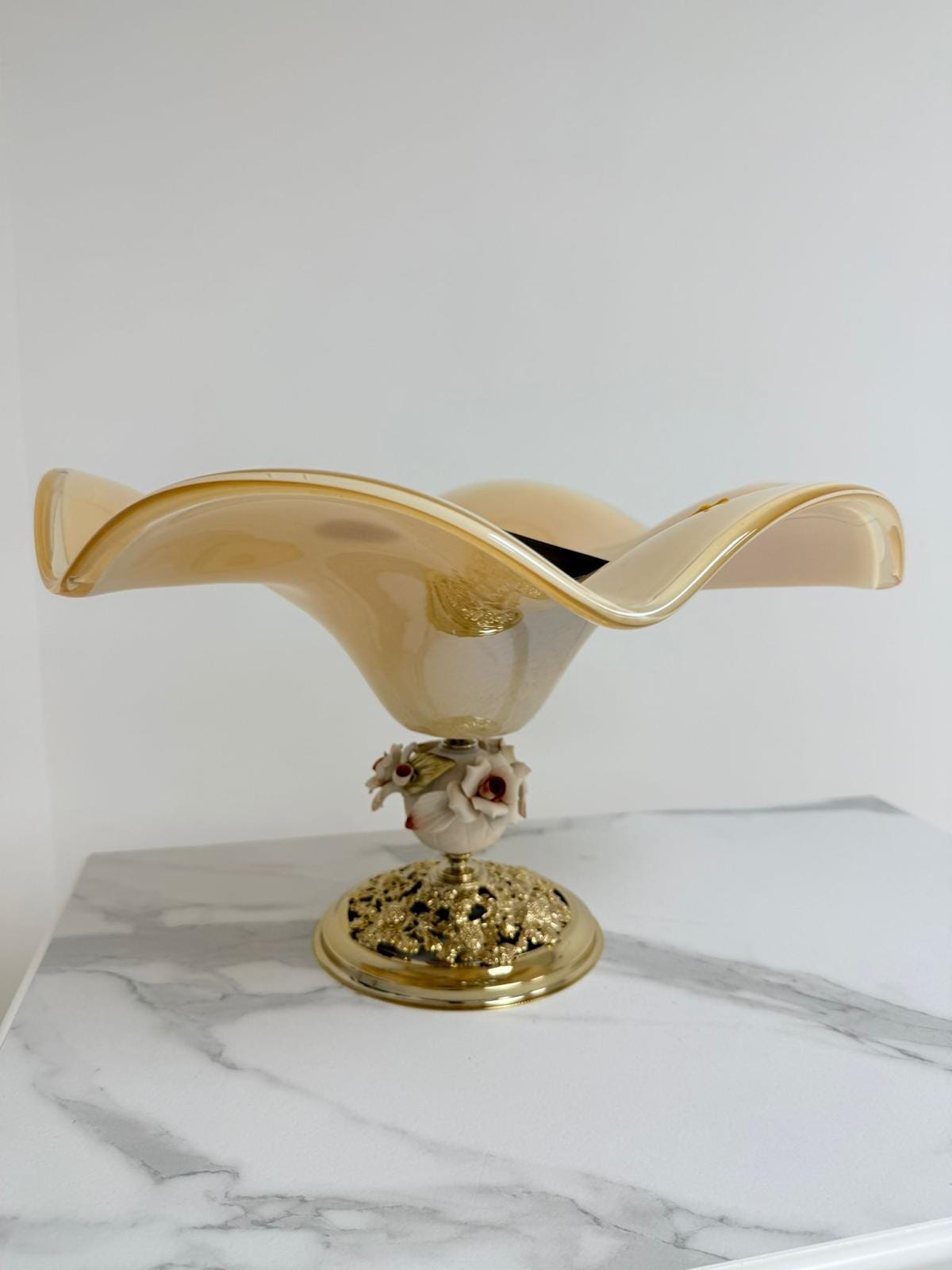 Murano Glass Centerpiece | Certified Murano Glass | Made in Italy | Table Decoration | Collection White Crystal